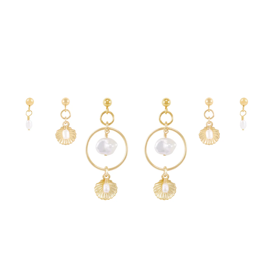 Ocean Earring Stack  - Gold