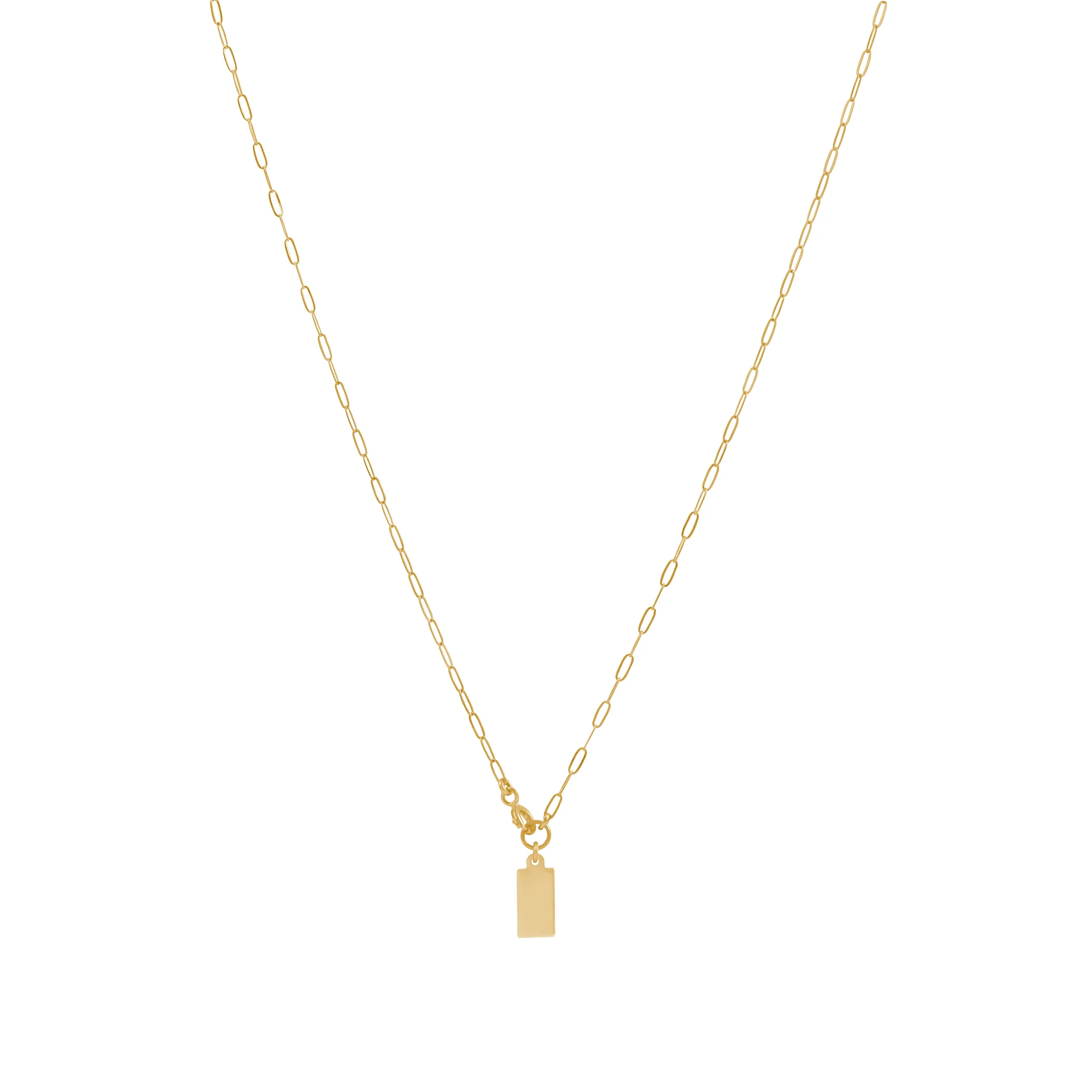 Rectangle Tag Necklace - Gold
