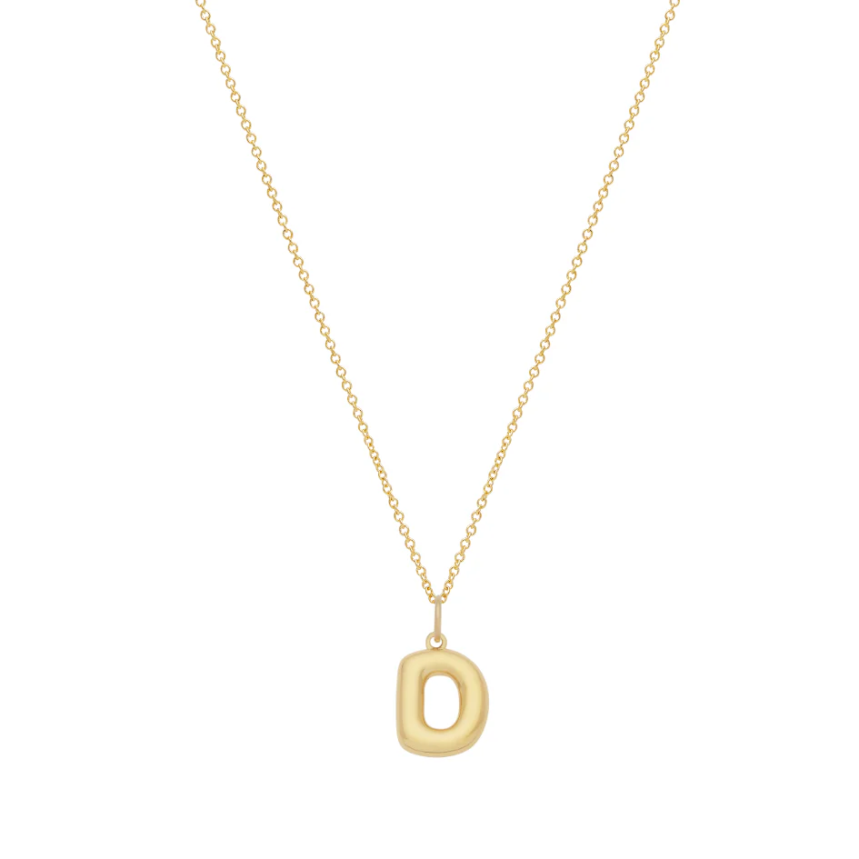 Bubble Letter Necklace with Birthstone - Gold