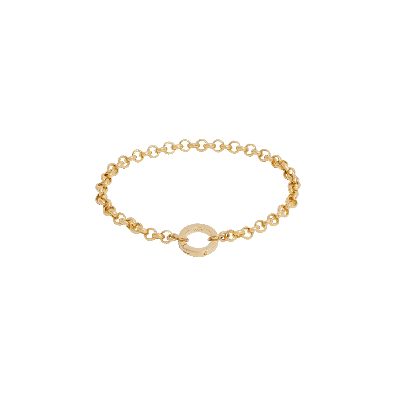 Belcher Charm Bracelet with Round Push Clasp - Gold