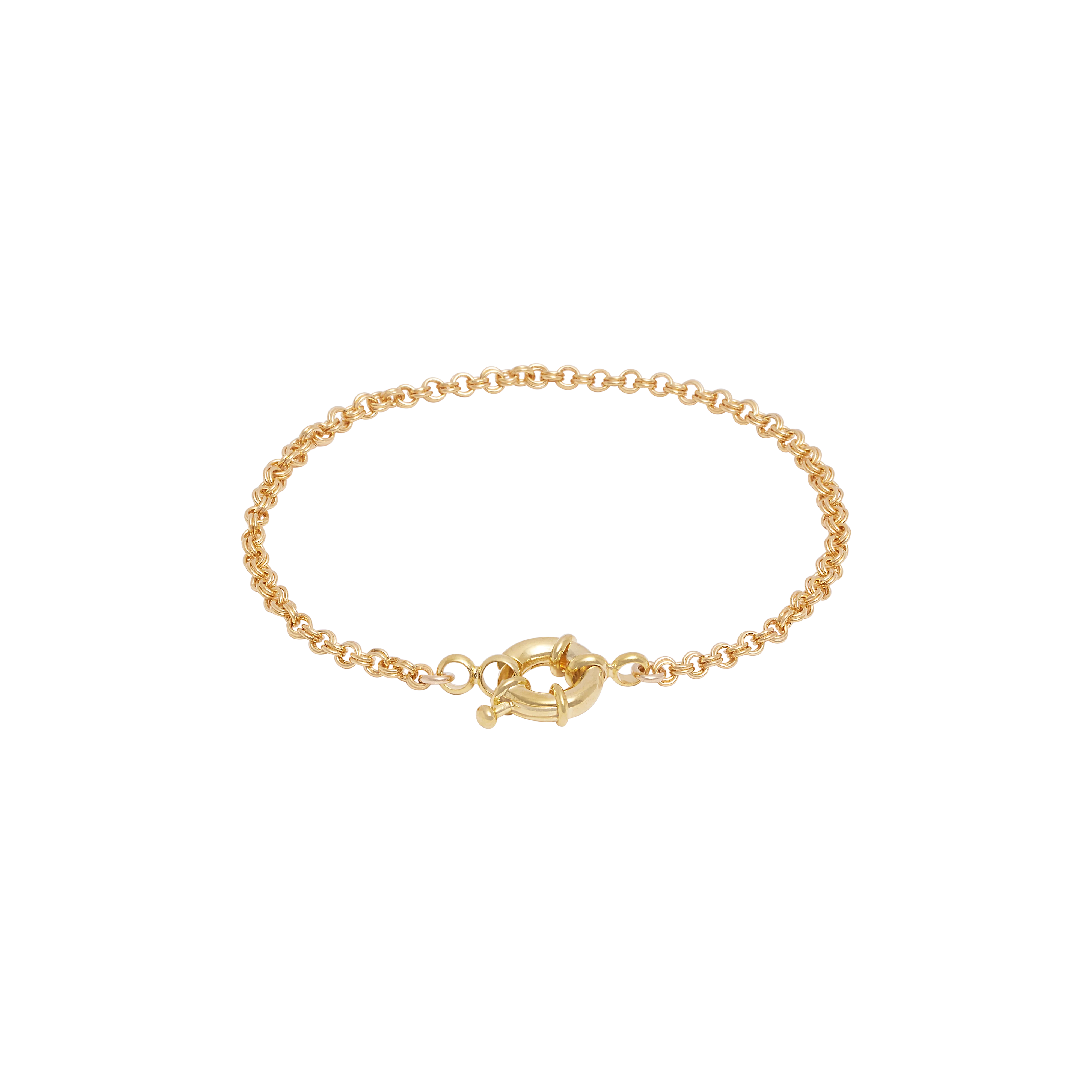 Double Link Rolo Bracelet with Sailor Clasp - Gold
