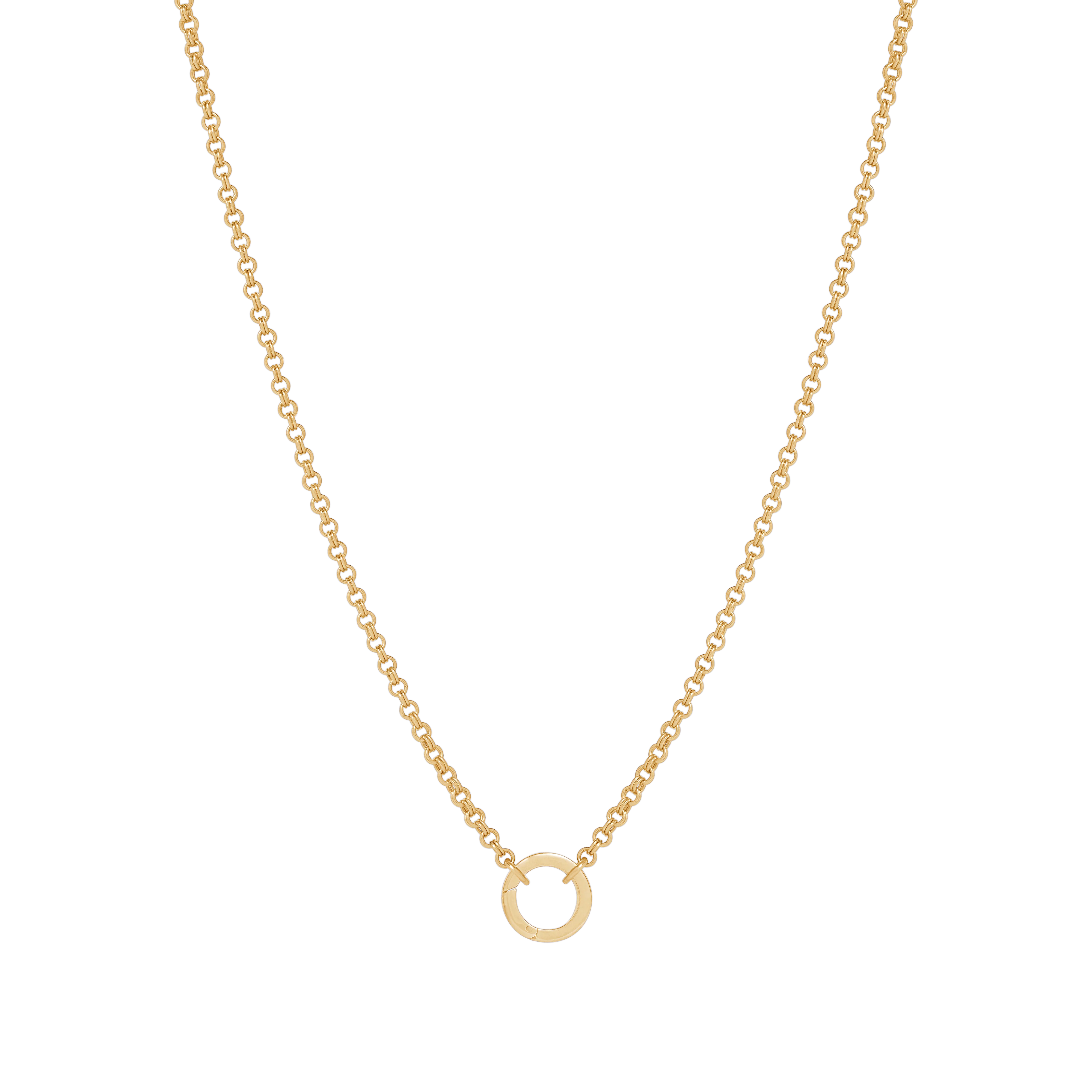 Double Link Rolo Necklace with Round Clasp - Gold