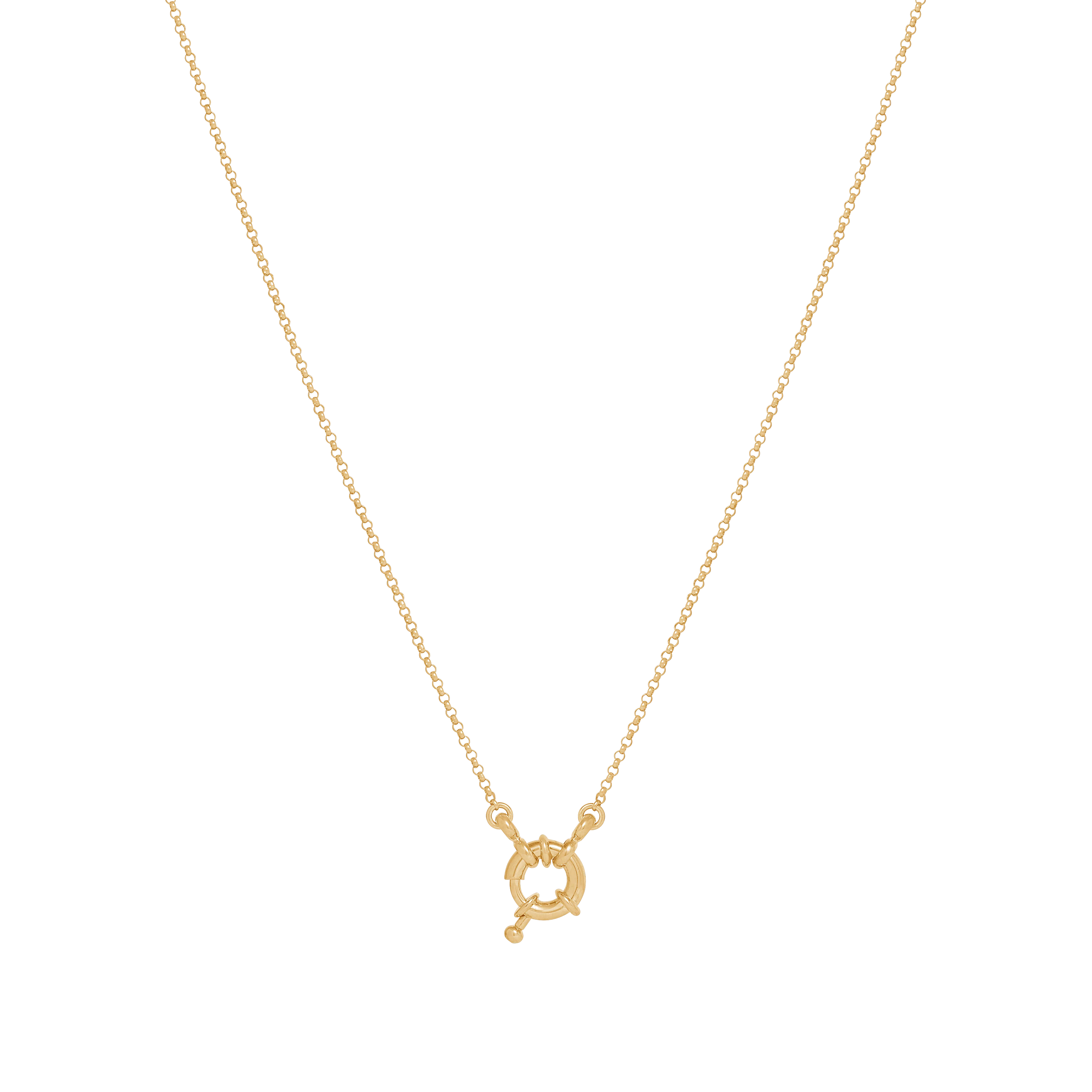 Fine Rolo Necklace with Sailor Clasp - Gold