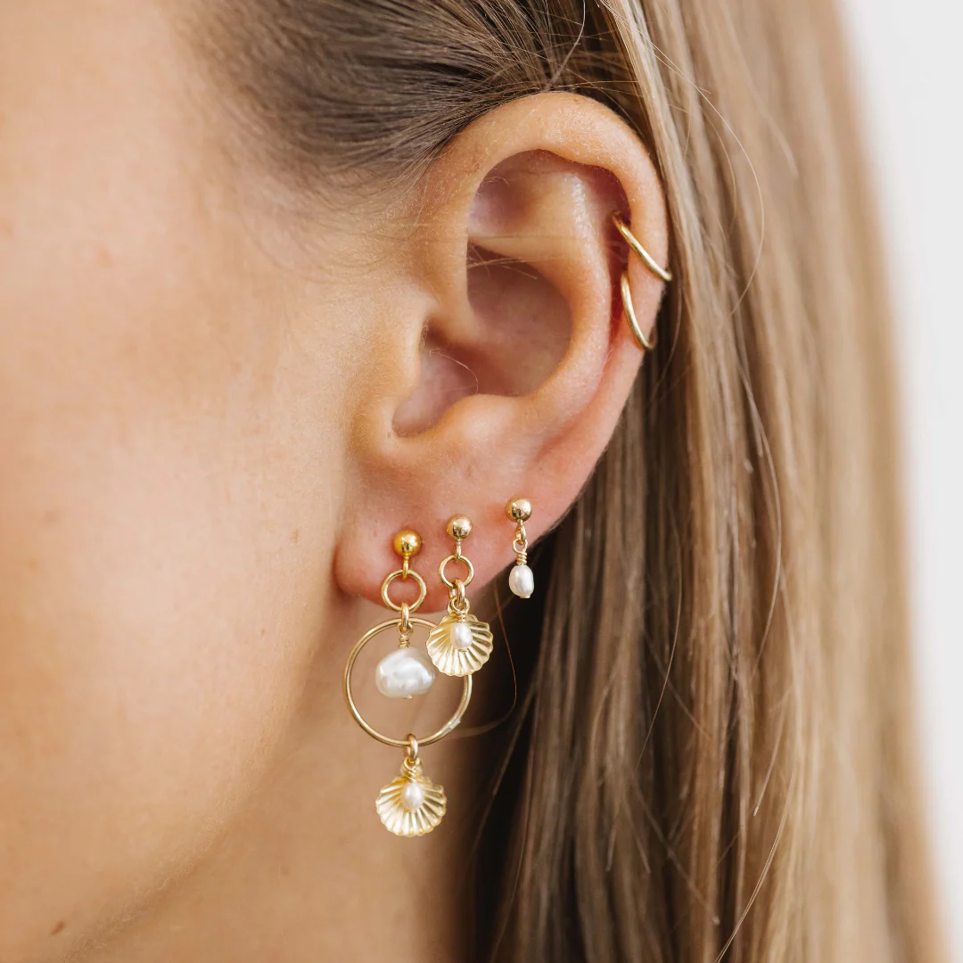 Ocean Earring Stack  - Gold