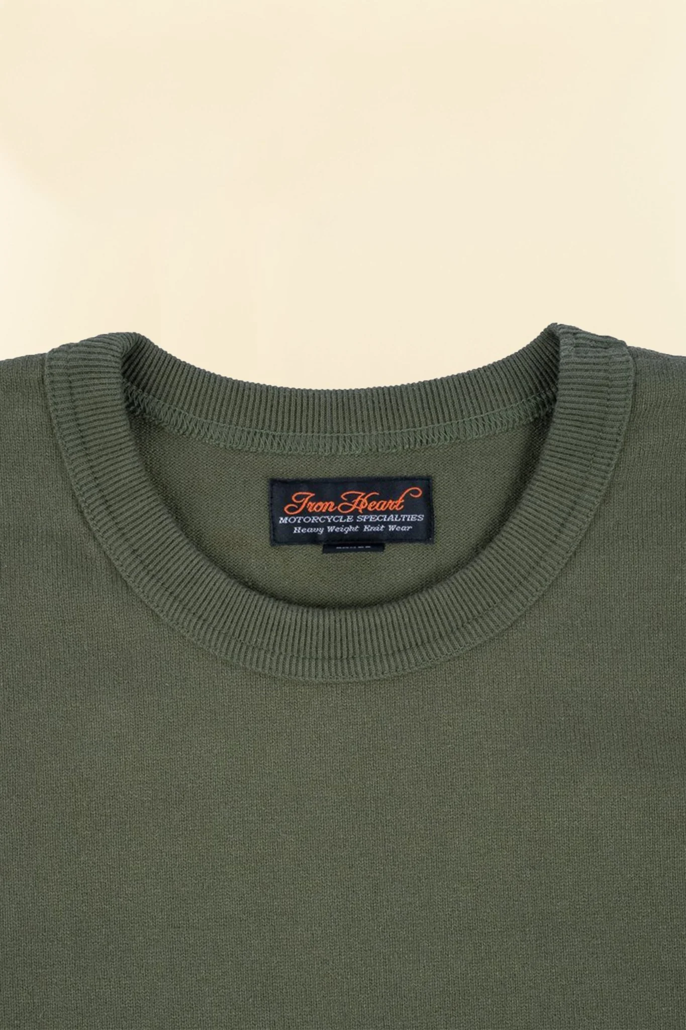 Iron Heart 11oz Cotton Knit Crew Neck T-Shirt - Olive