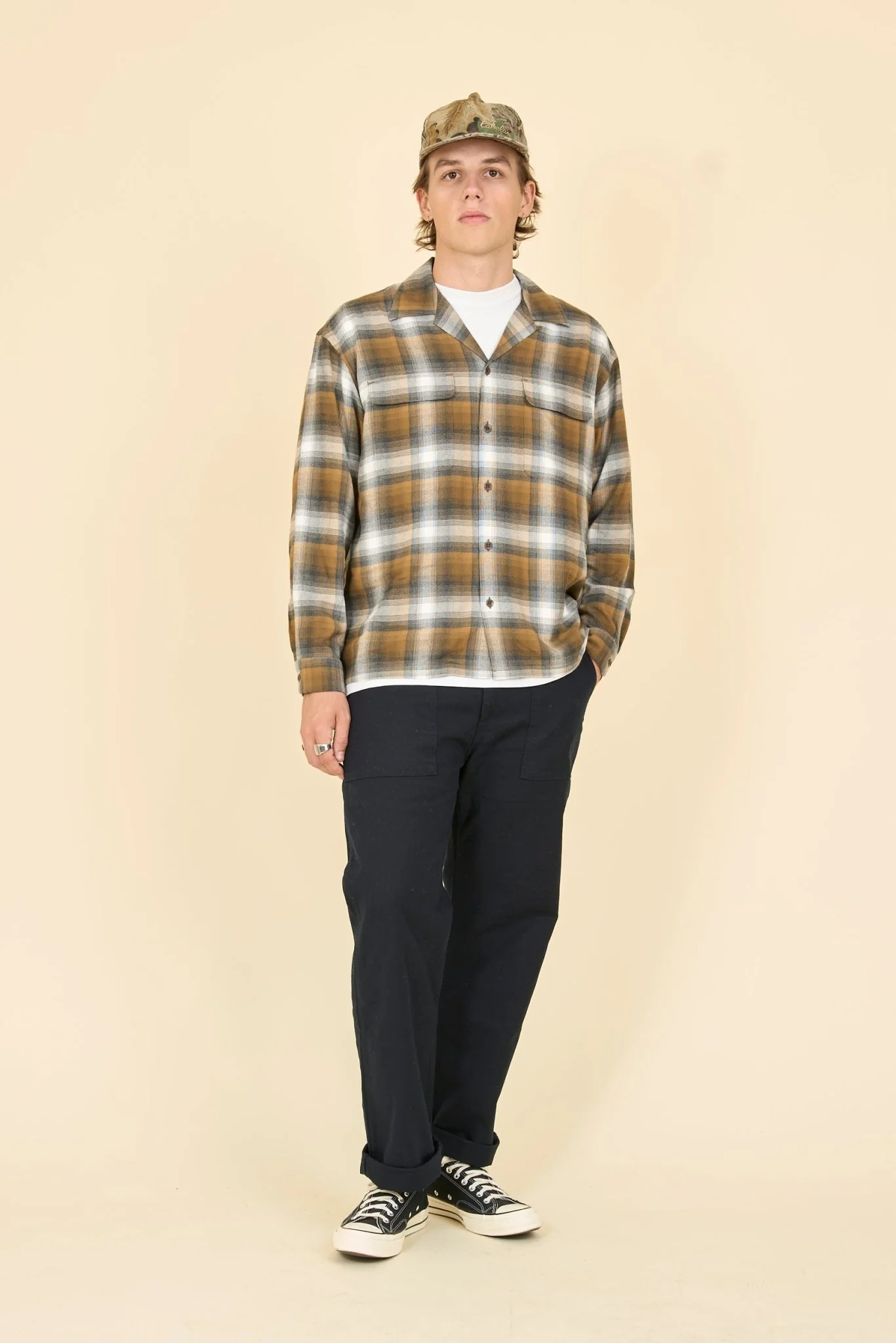 Radiall Belair Open Collar Shirt - Brown