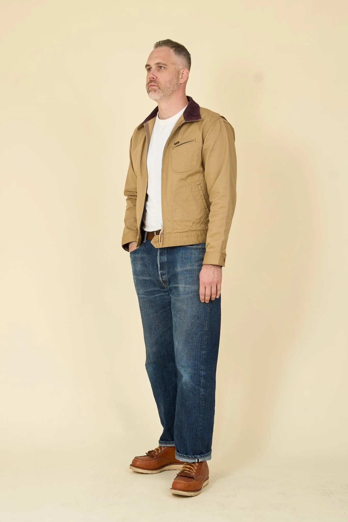 Iron Heart 12oz Kurashikizome Twill Work Jacket - Beige