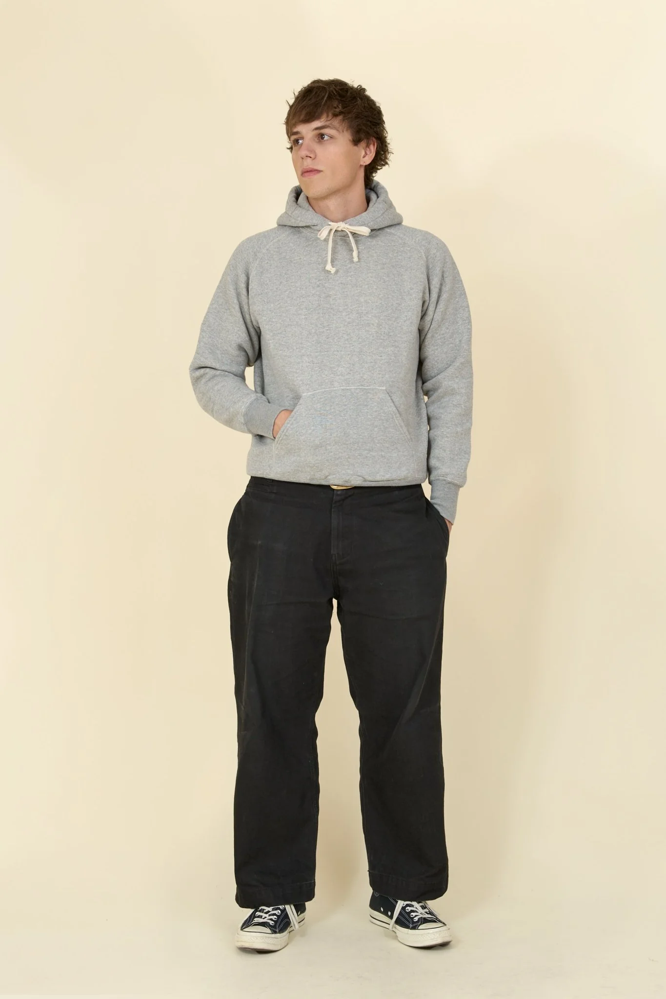 Pherrow's Loopwheel Hooded Raglan Sweatshirt - Heather Gray