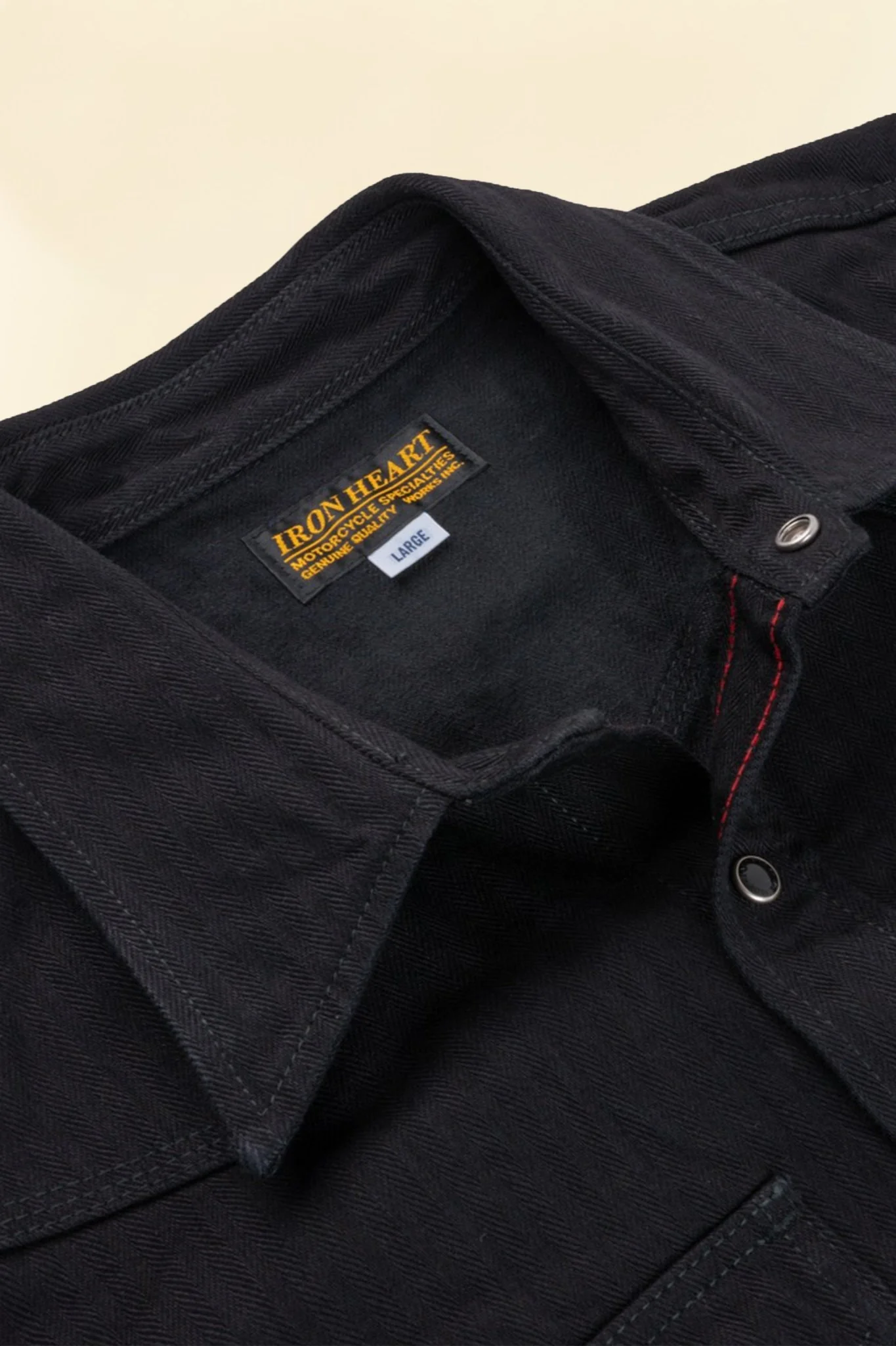 Iron Heart 14oz Herringbone CPO Western Shirt - Black
