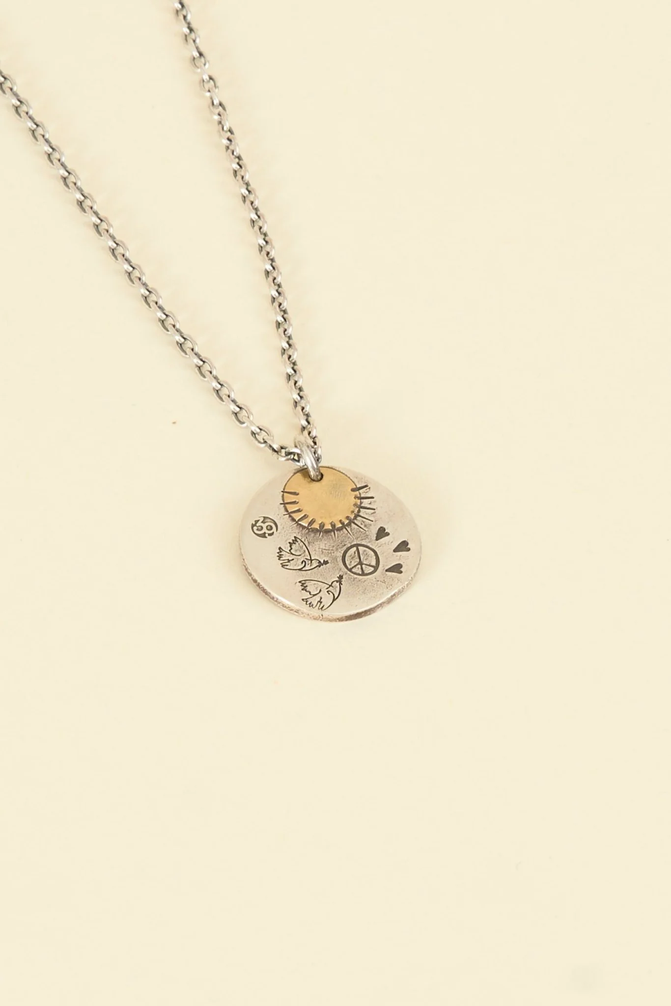 SunKu Love & Peace Necklace - Silver / Gold