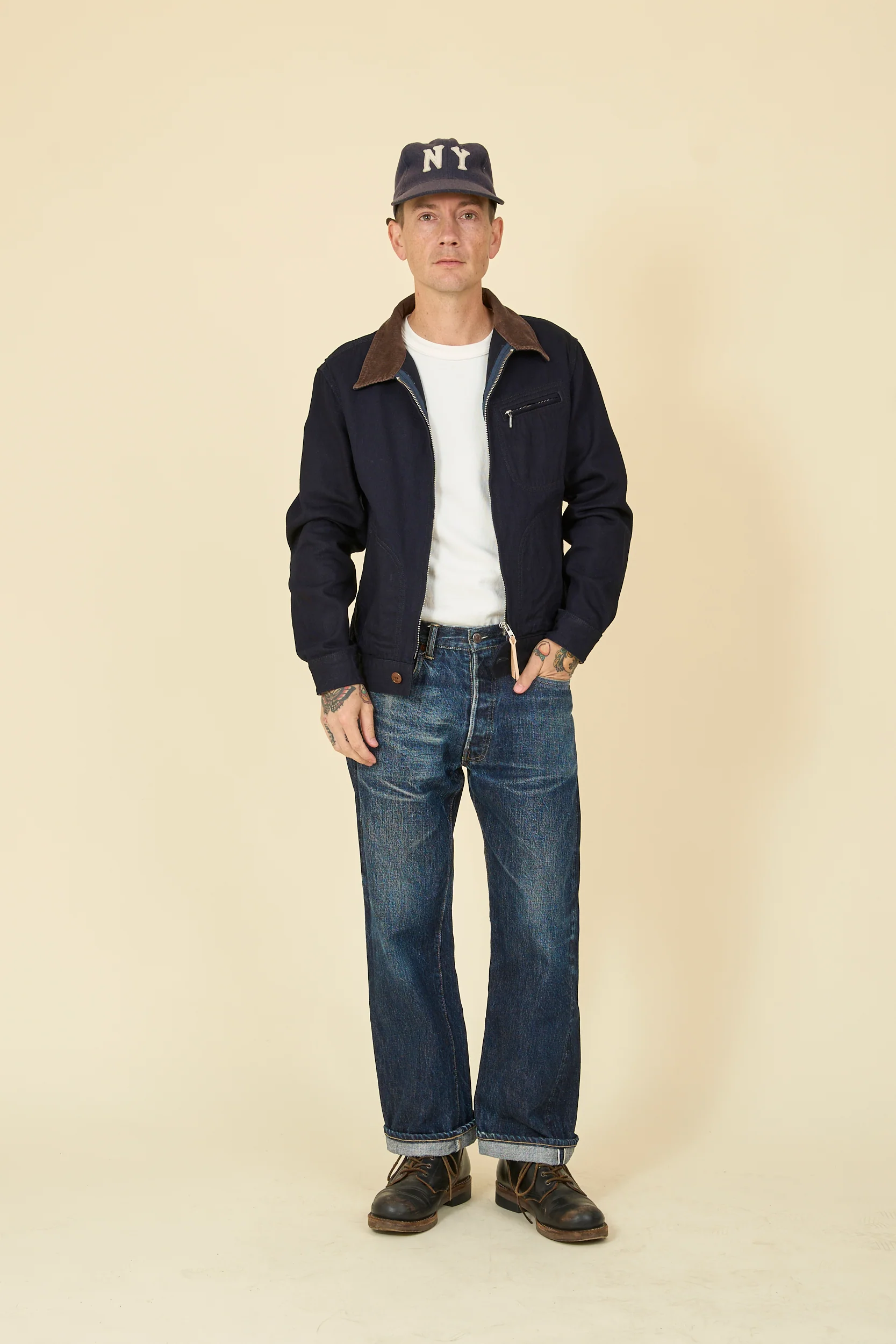 Iron Heart 12oz Kersey Work Jacket - Indigo/Black