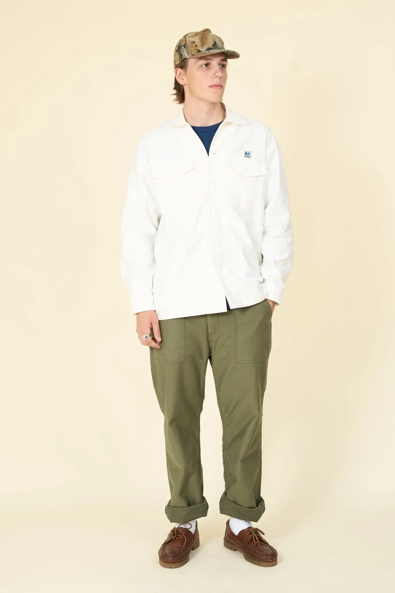 Radiall Hammond Open Collared L/S Shirt - Off White