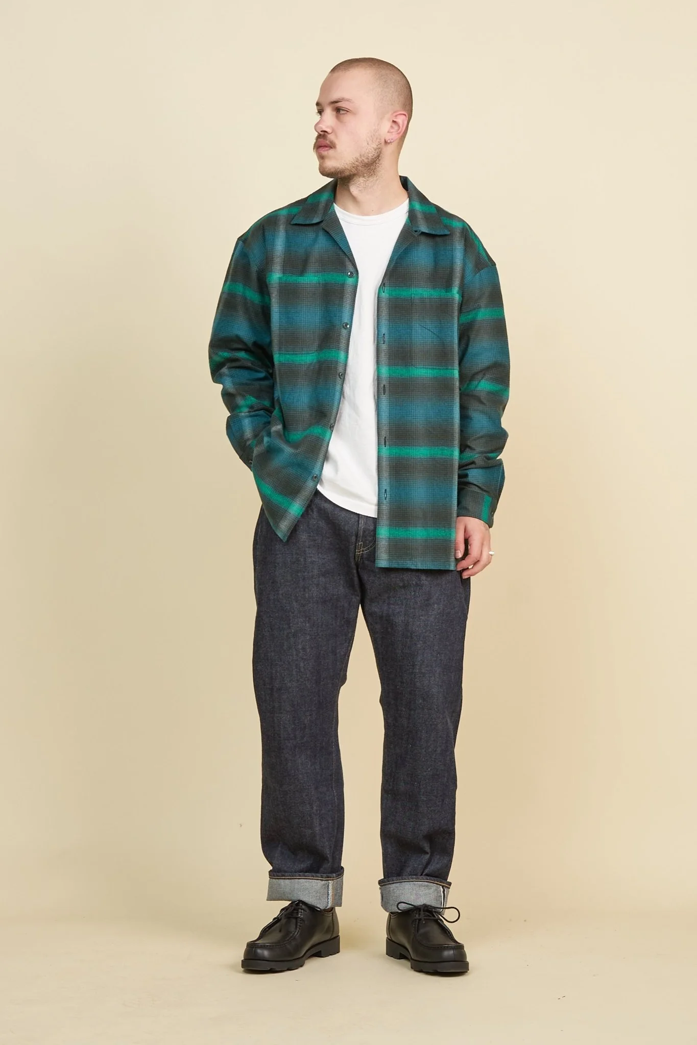 Radiall Boulevard L/S Open Collared Shirt - Bottle Green
