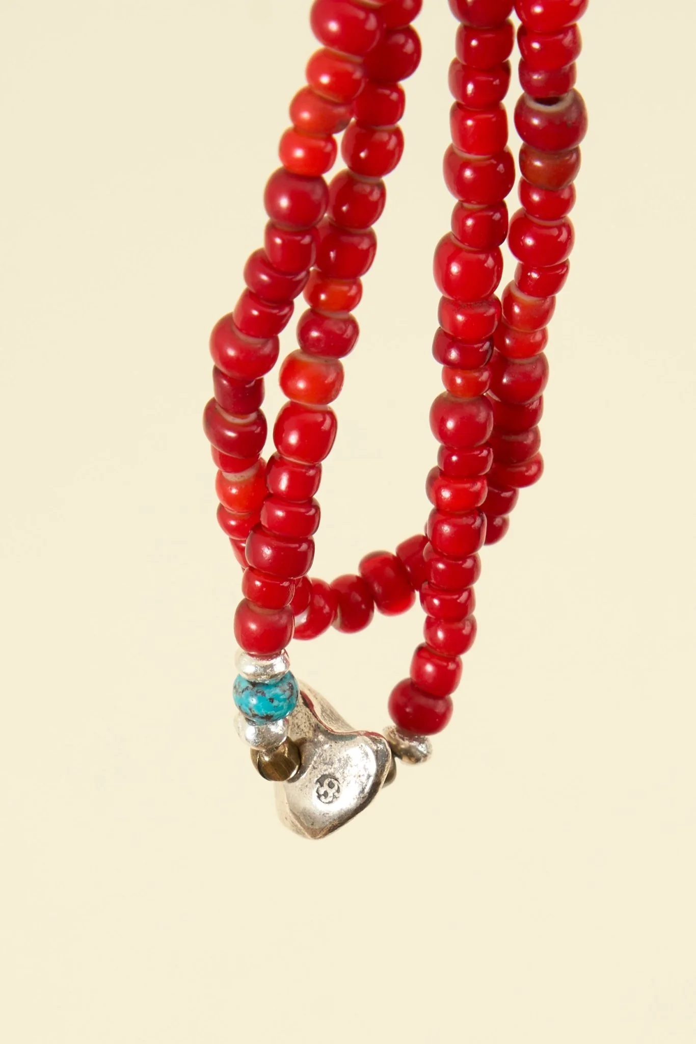 Sunku White Heart Necklace & Bracelet - Red