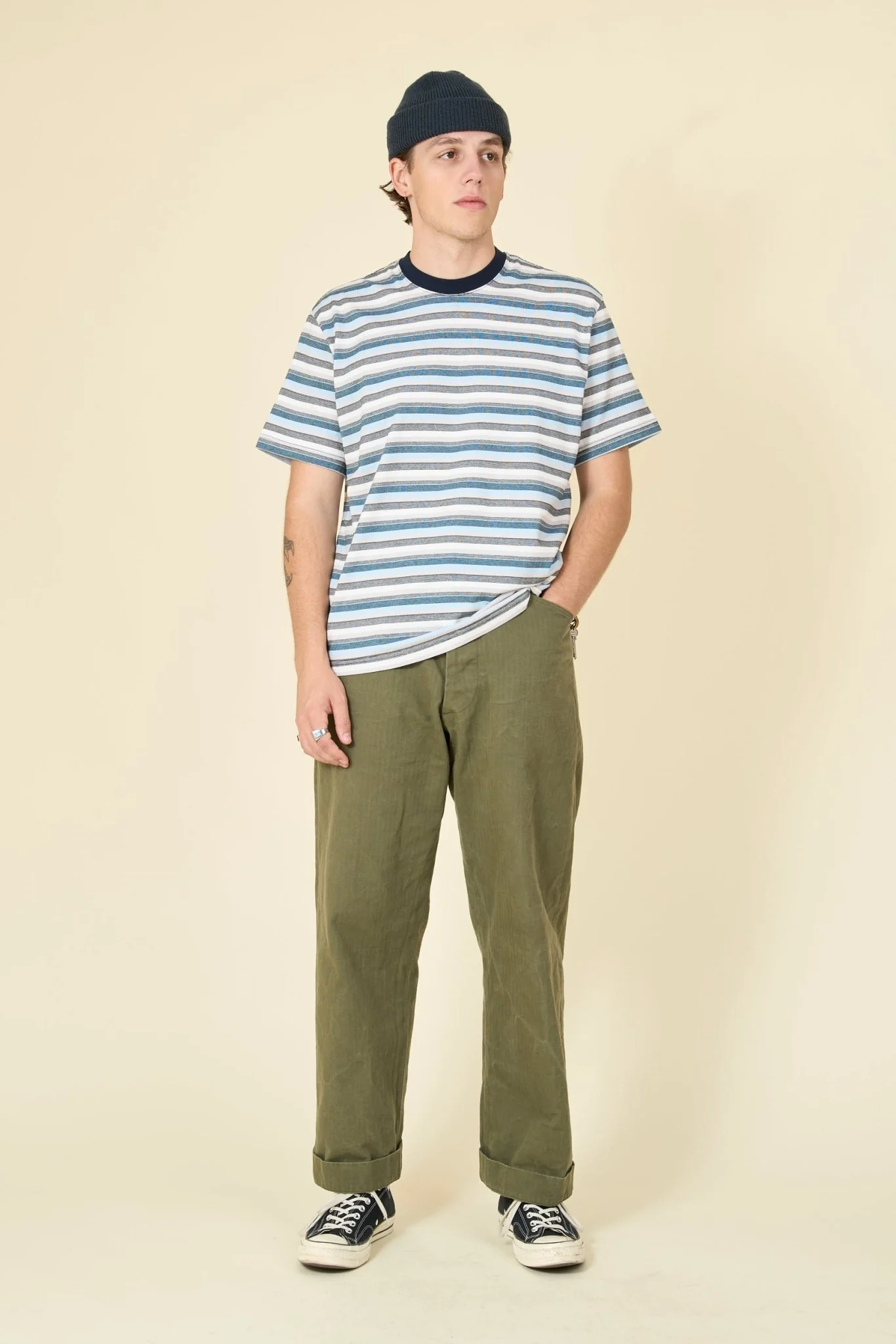 Rats Border Tee - Blue / White / Black