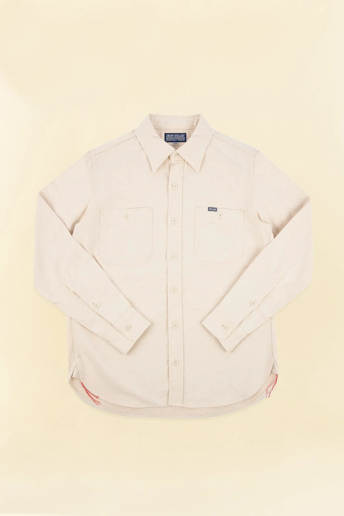 Iron Heart 9oz Cotton Linen Work Shirt - Off White