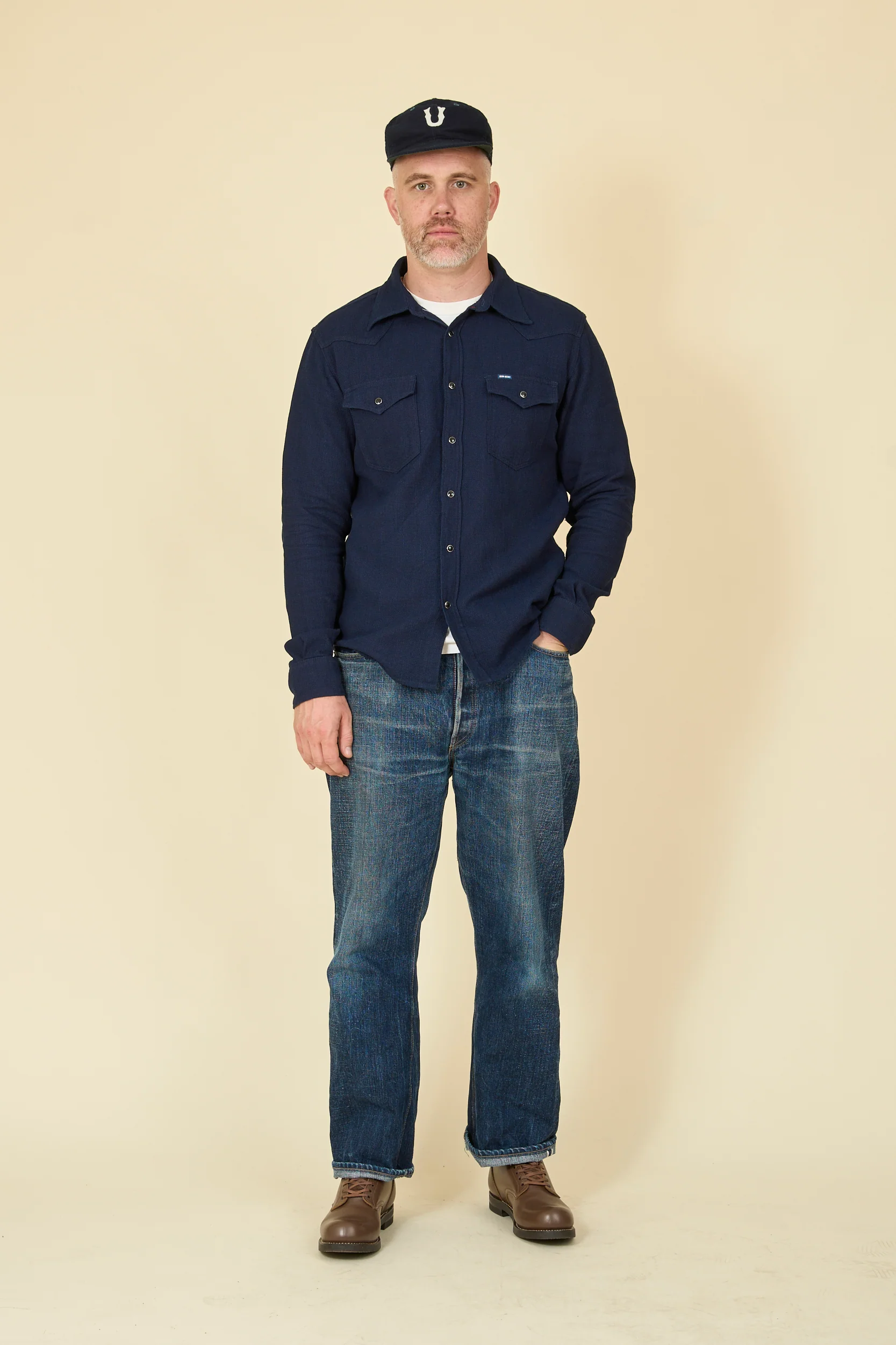 Iron Heart 5oz Selvedge Dobby Cloth Western Shirt - Indigo