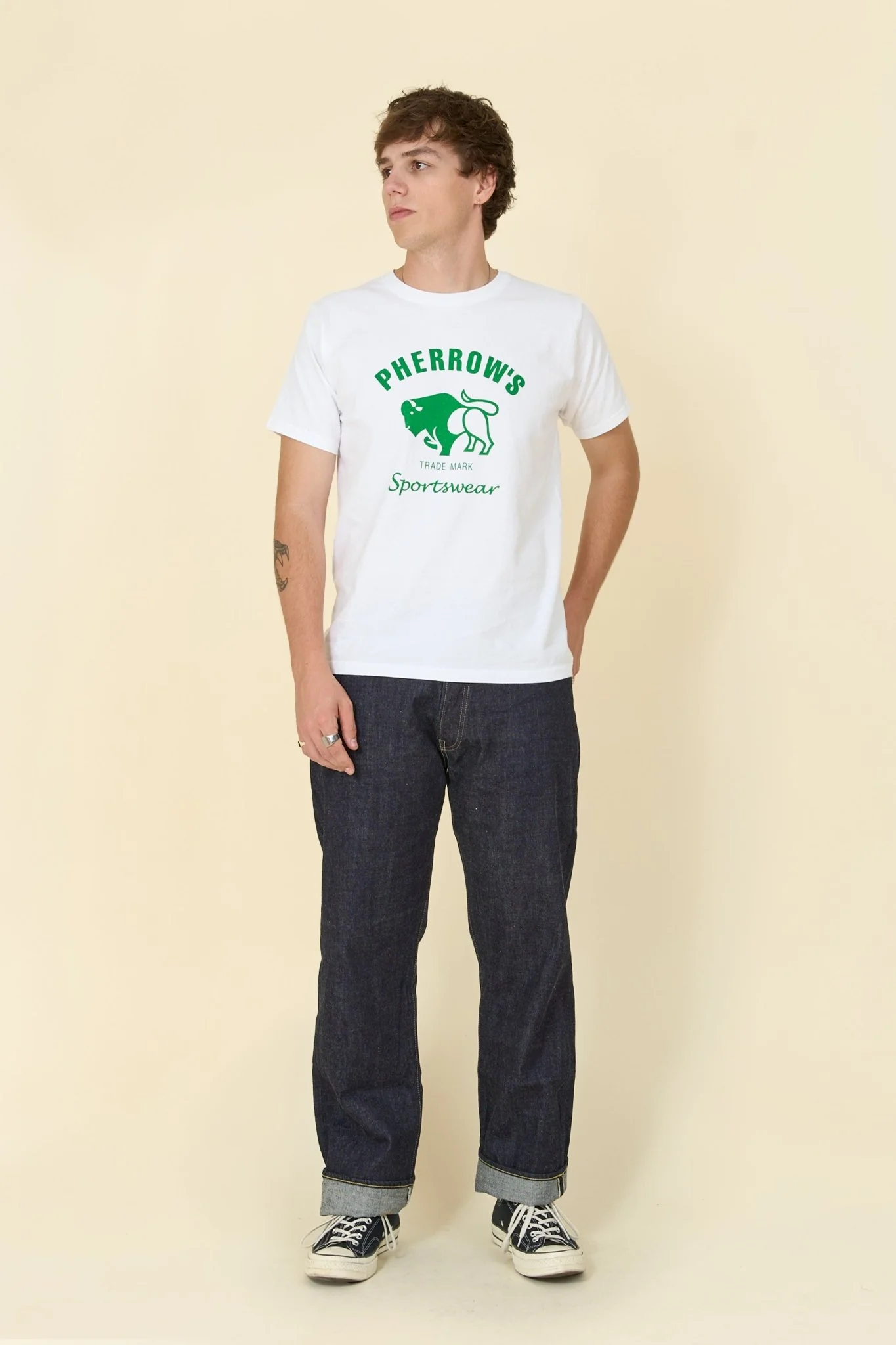 Pherrow's Classic Buffalo Print T-Shirt - White