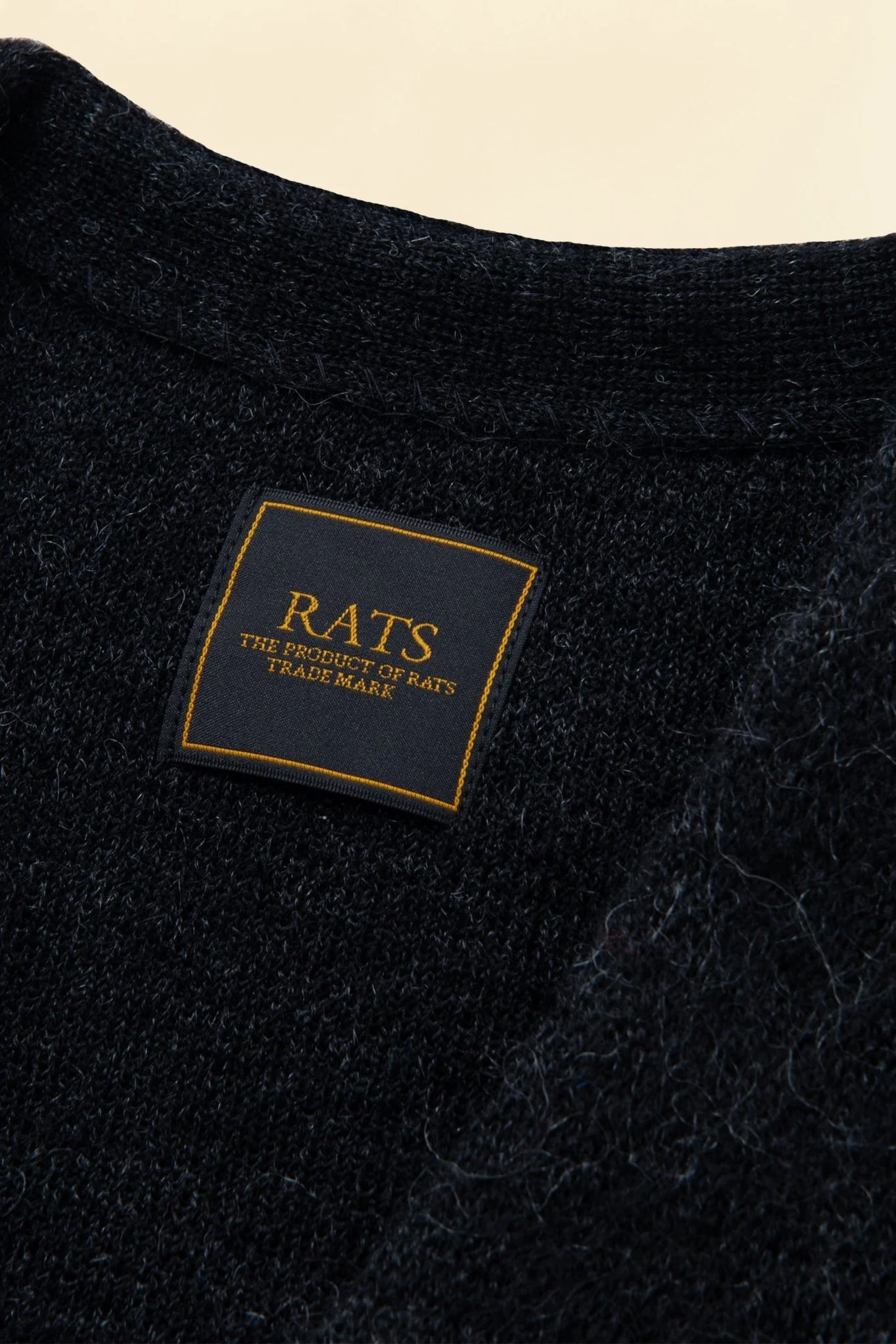 Rats Border Mohair Knit Cardigan - Black