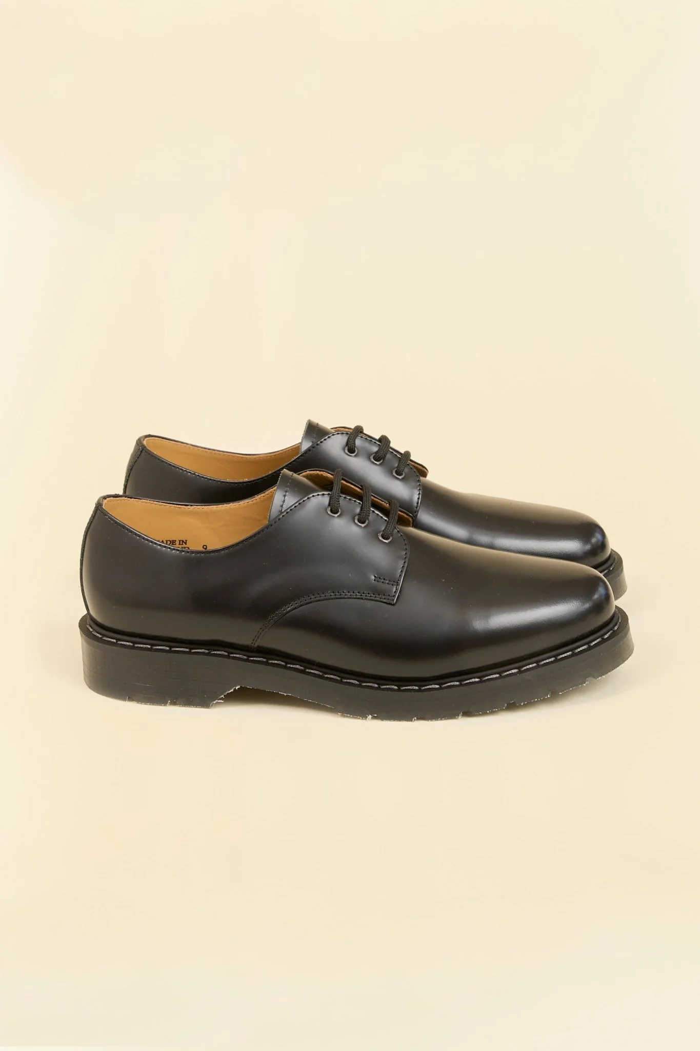 Solovair 3 Eye Gibson Shoe - Hi Shine Black