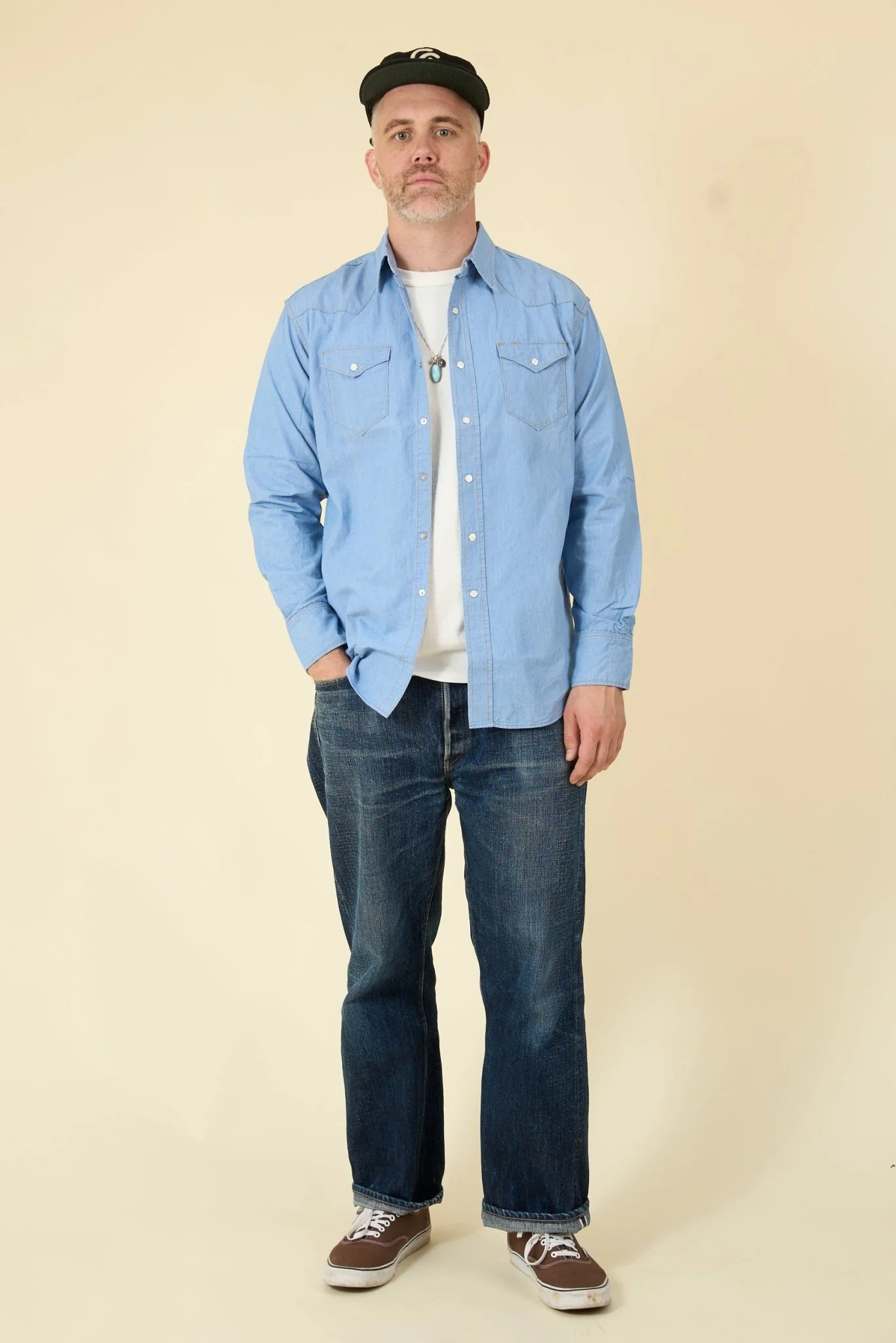 Dubble Works Lot. 43001 Western Shirt - Sax Blue