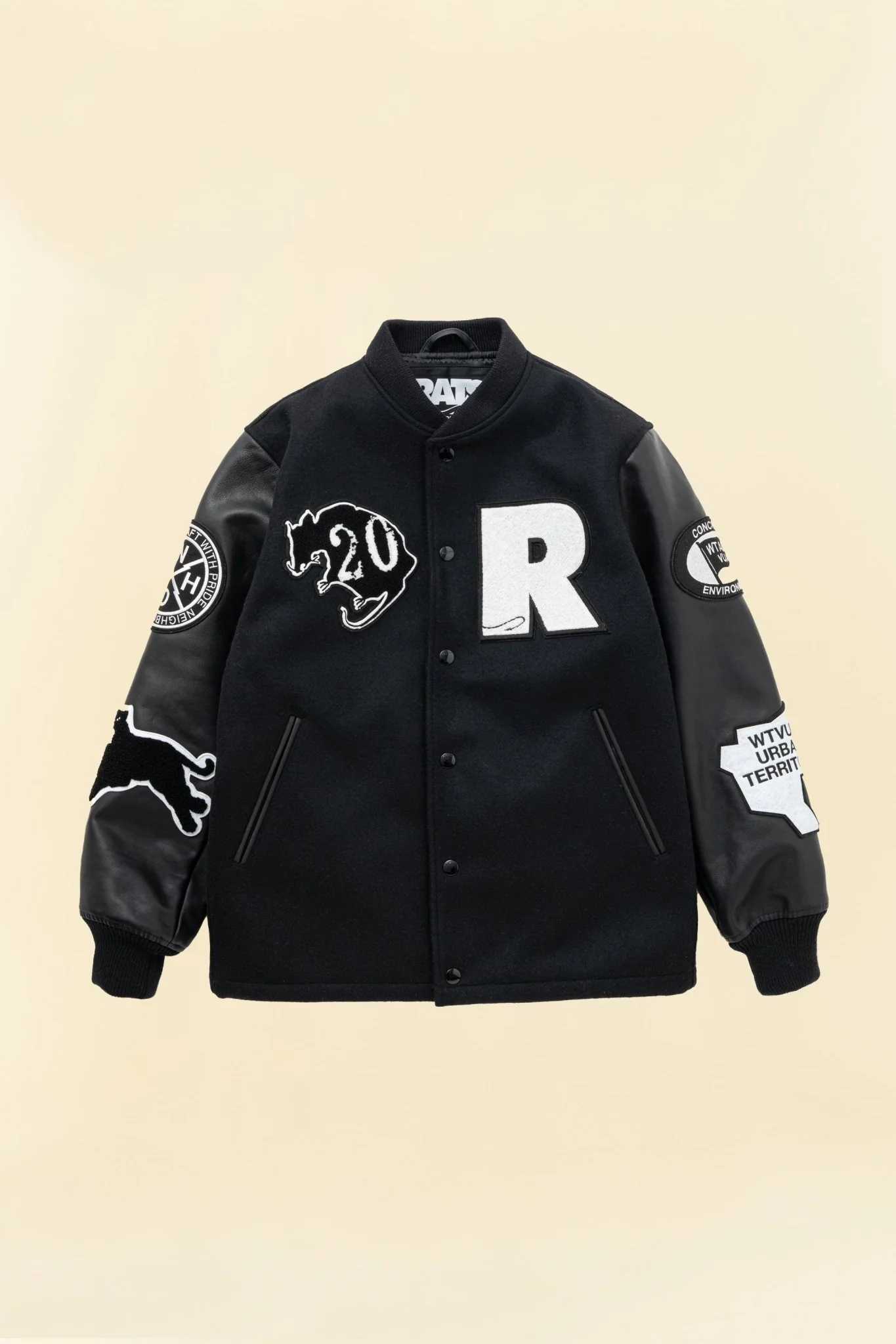 Rats x Neighborhood x WTAPS Melton / Leather Varsity Jacket