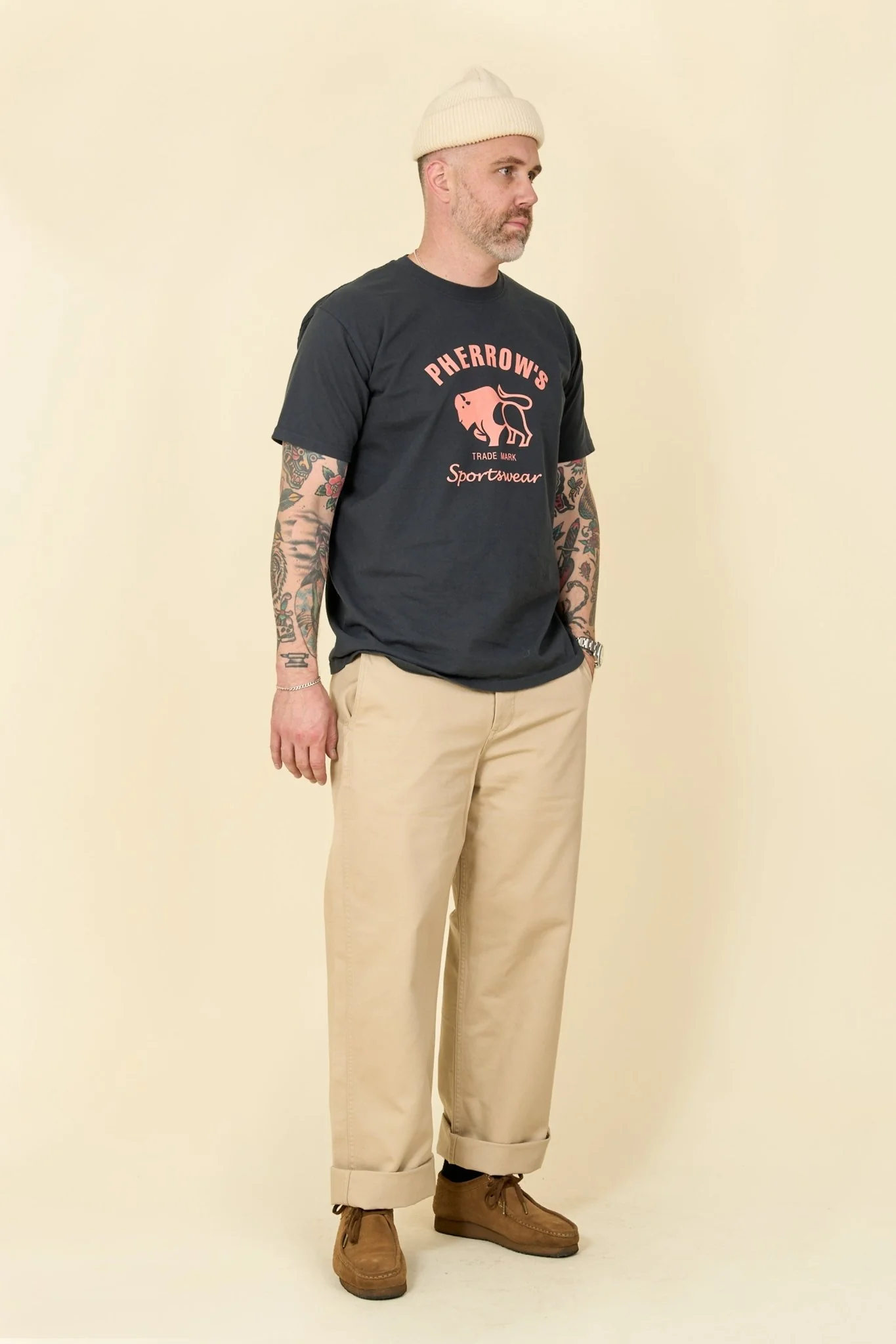 Pherrow's Classic Buffalo Print T-Shirt - Sulphur Black