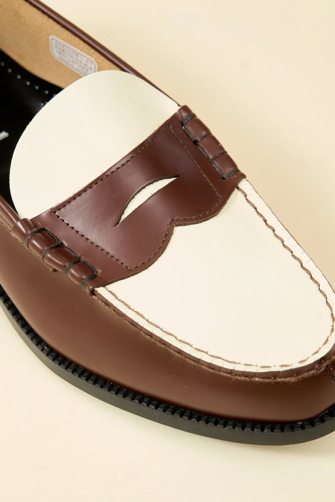 Kenford Shoes Combi Loafer - Dark Brown / White