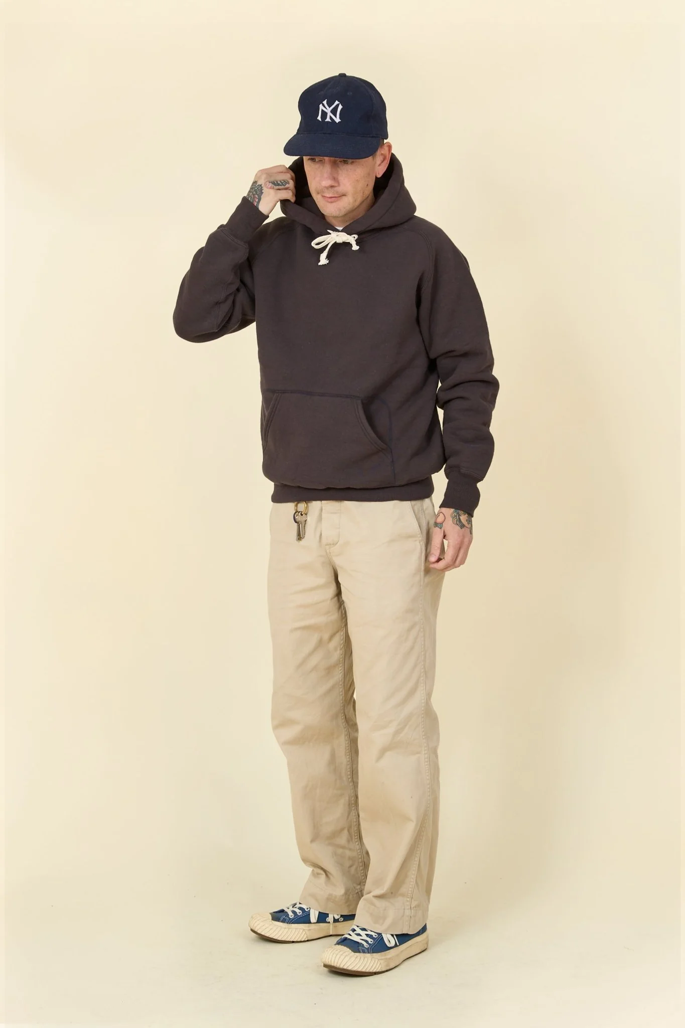 Pherrow's Loopwheel Hooded Raglan Sweatshirt - Sulphur Black