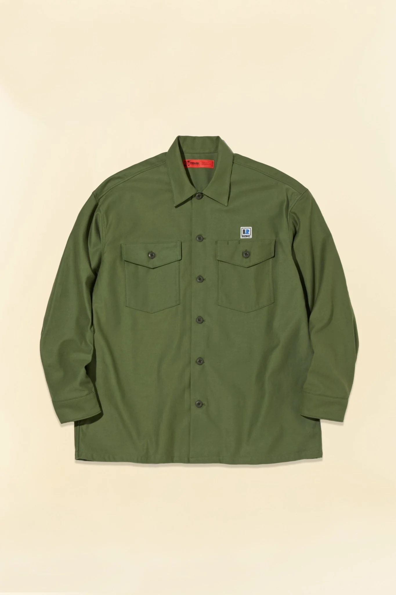 Radiall Hammond Open Collared L/S Shirt - Military Green