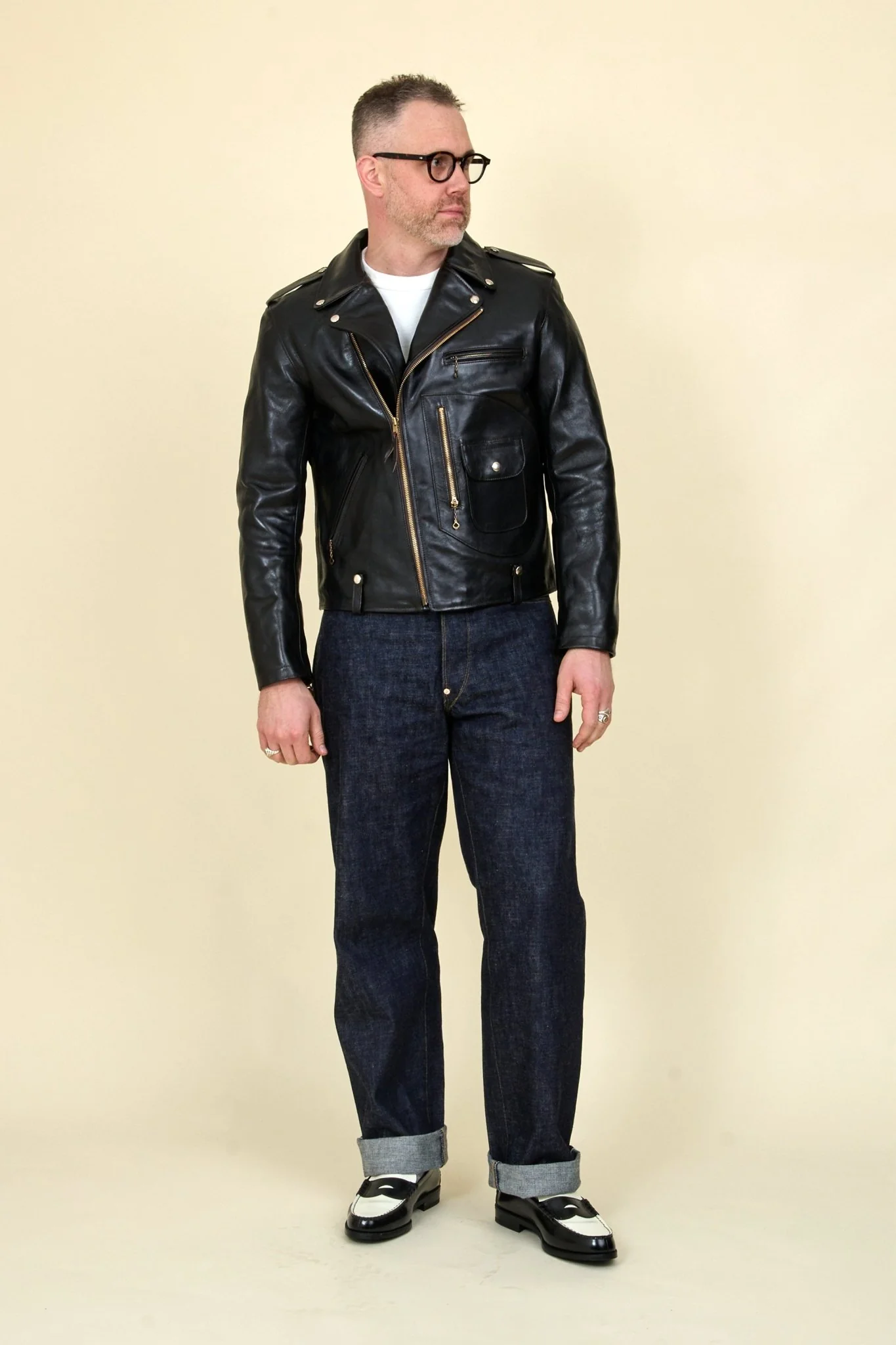 Double Helix 'Innovator' Horsehide Leather Jacket - Black