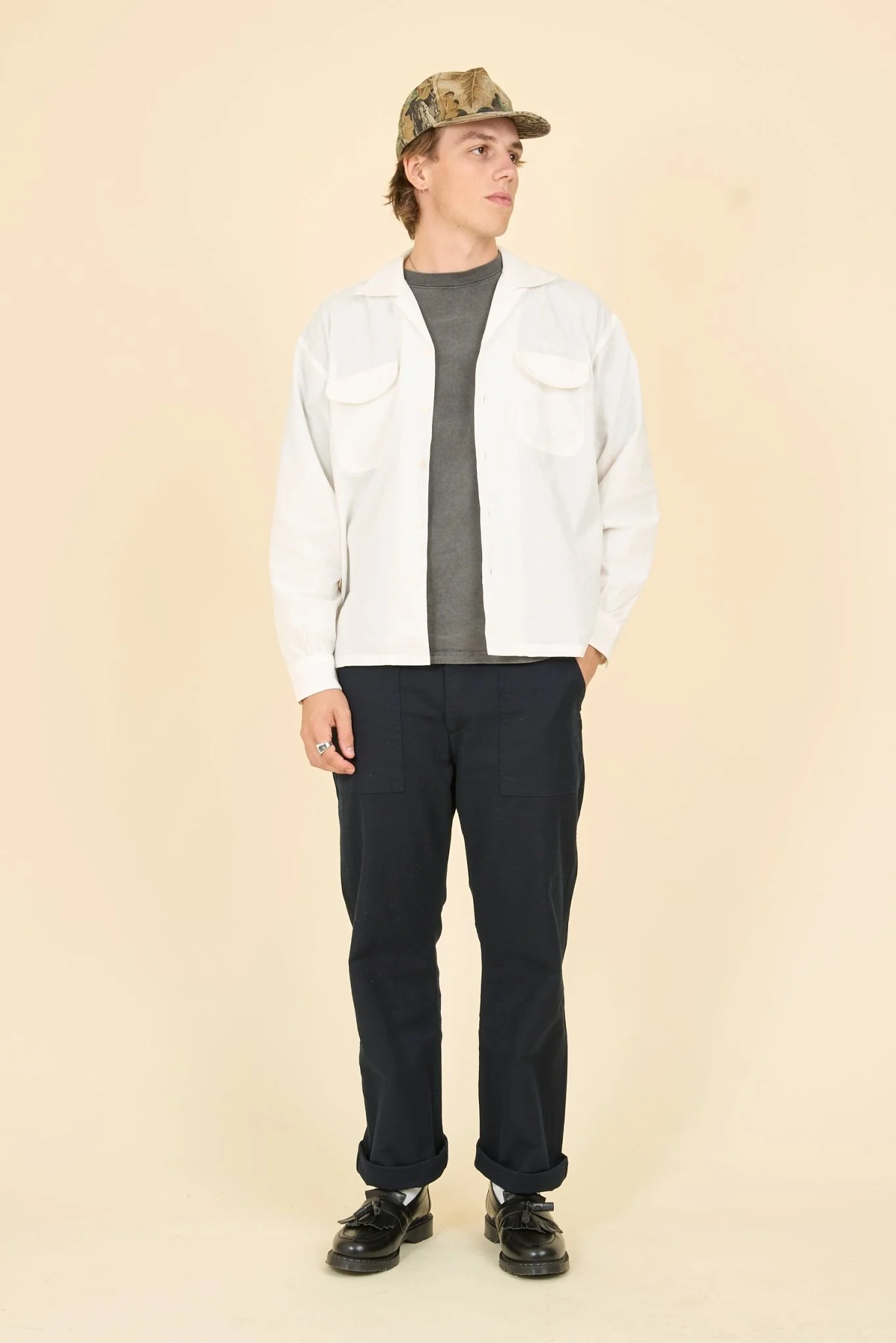 Radiall Oldies Open Collar Shirt - Off White