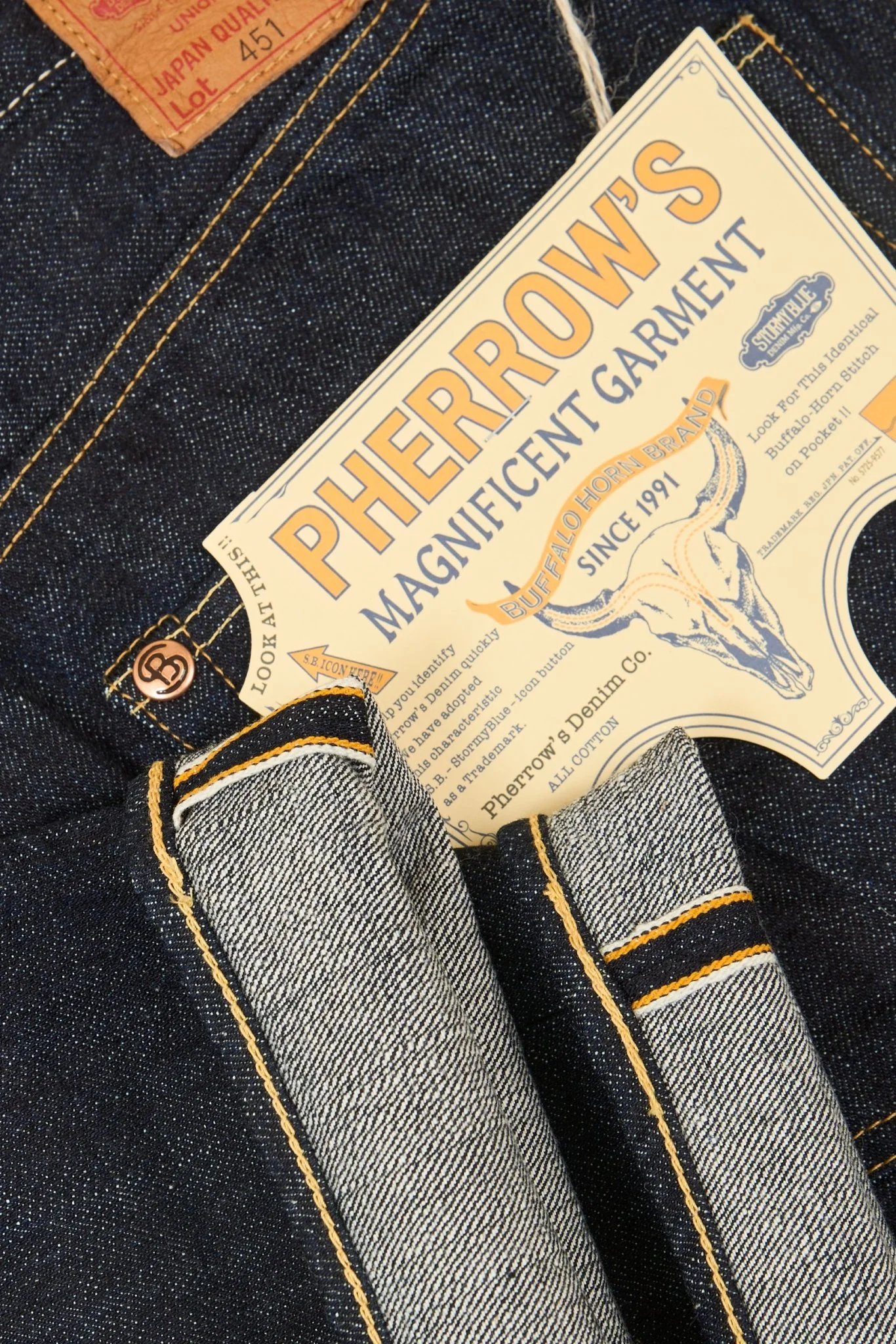 Pherrow's 451SW Wide Straight Selvedge Denim - 13.5oz
