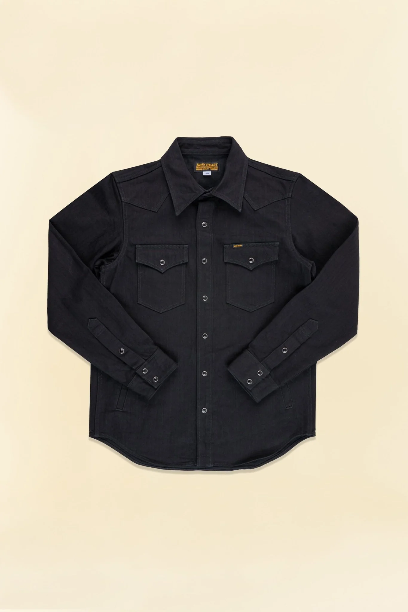 Iron Heart 14oz Herringbone CPO Western Shirt - Black