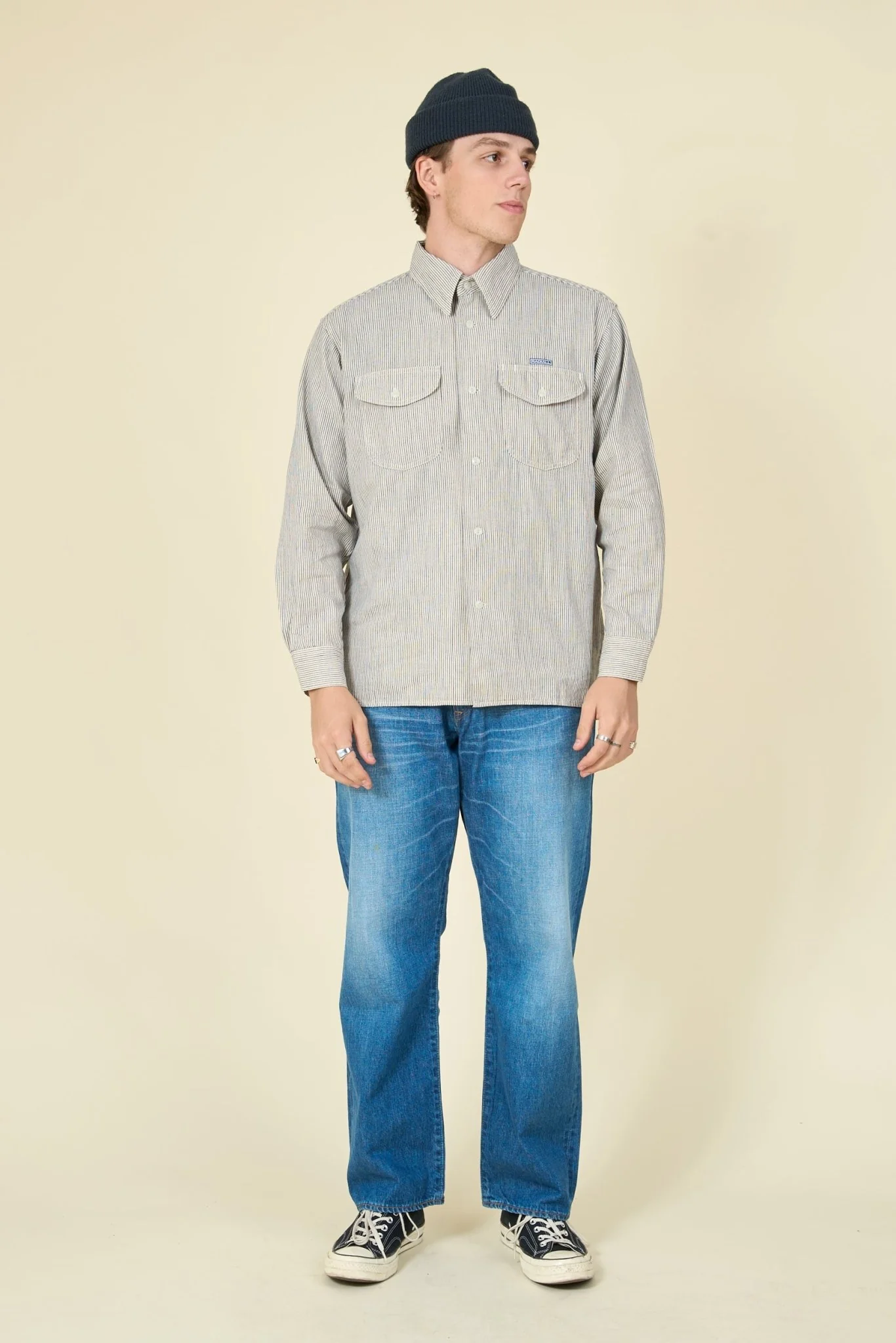 Radiall Wheels L/S Work Shirt - Hickory Stripe