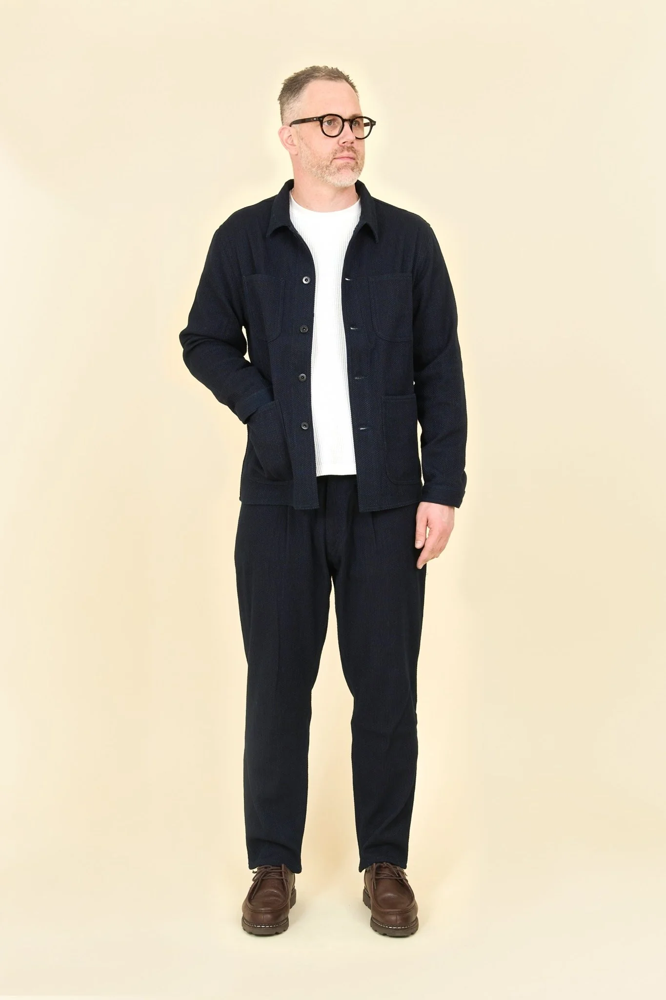 Japan Blue 11oz Sashiko Wide Tapered Pants - Indigo