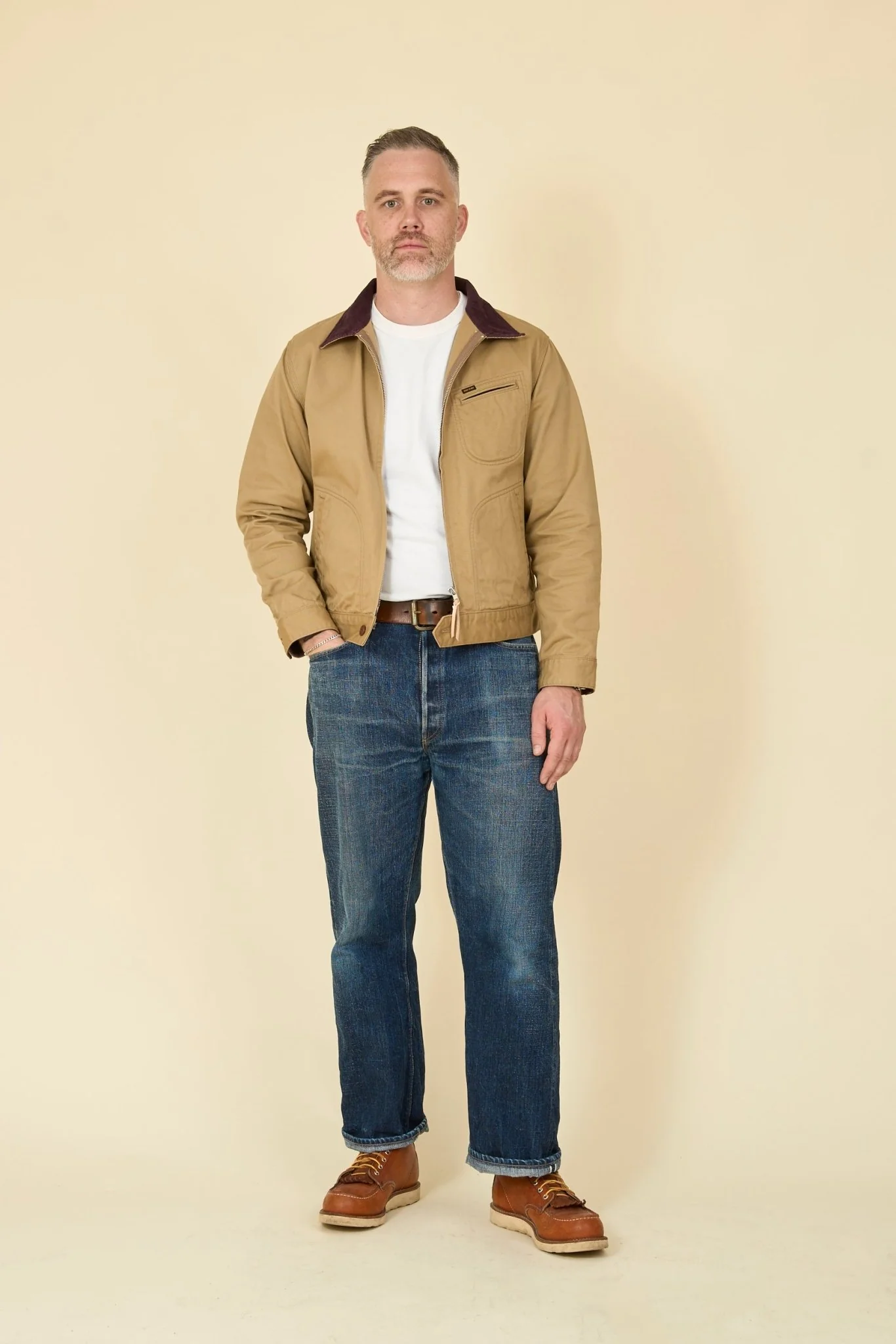 Iron Heart 12oz Kurashikizome Twill Work Jacket - Beige
