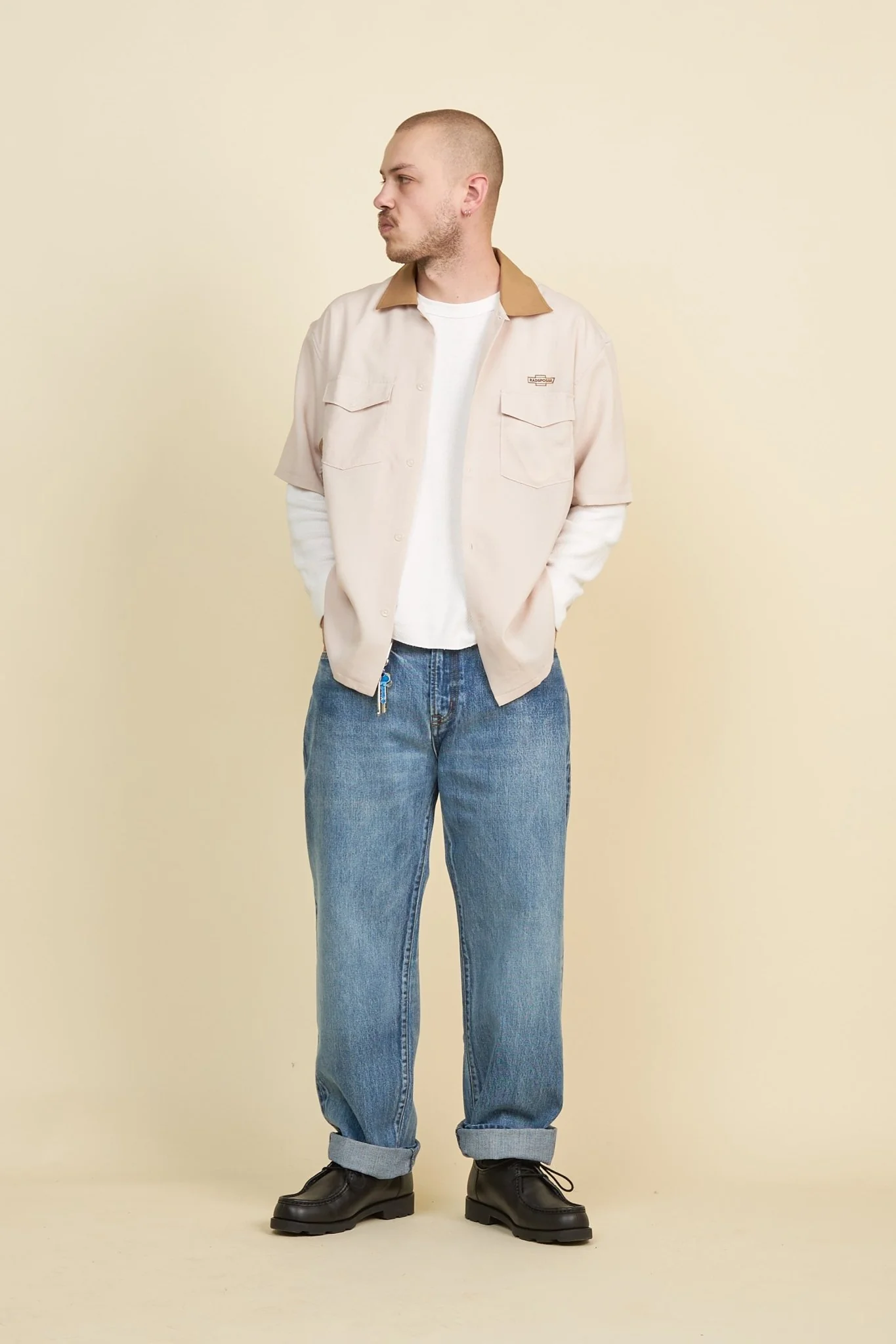 Radiall Hammond S/S Open Collared Shirt - Root Beer