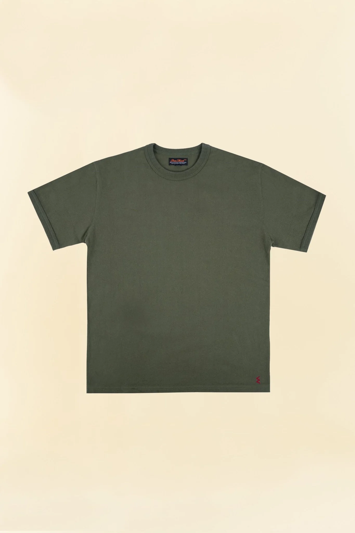 Iron Heart 11oz Cotton Knit Crew Neck T-Shirt - Olive