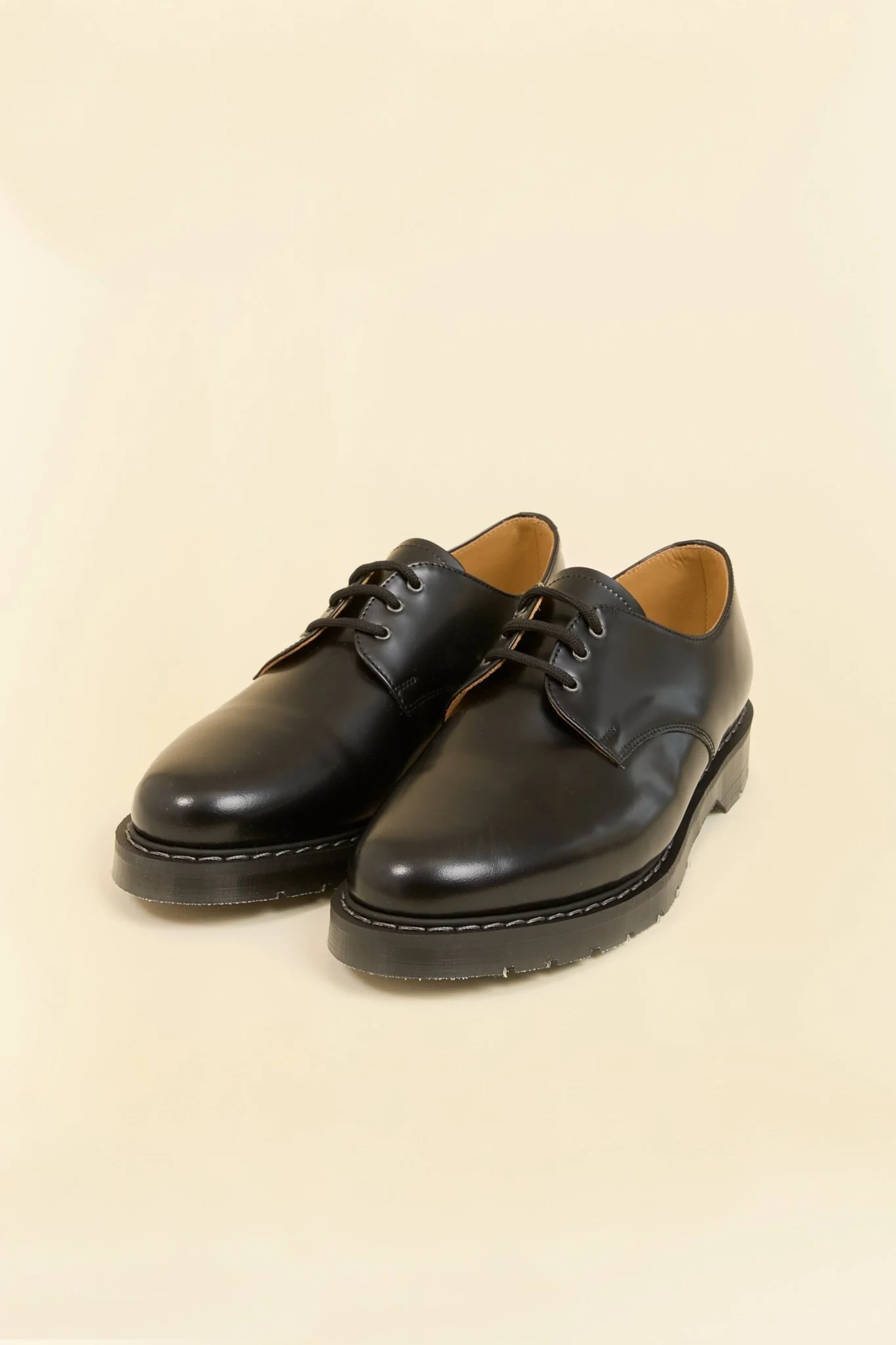 Solovair 3 Eye Gibson Shoe - Hi Shine Black