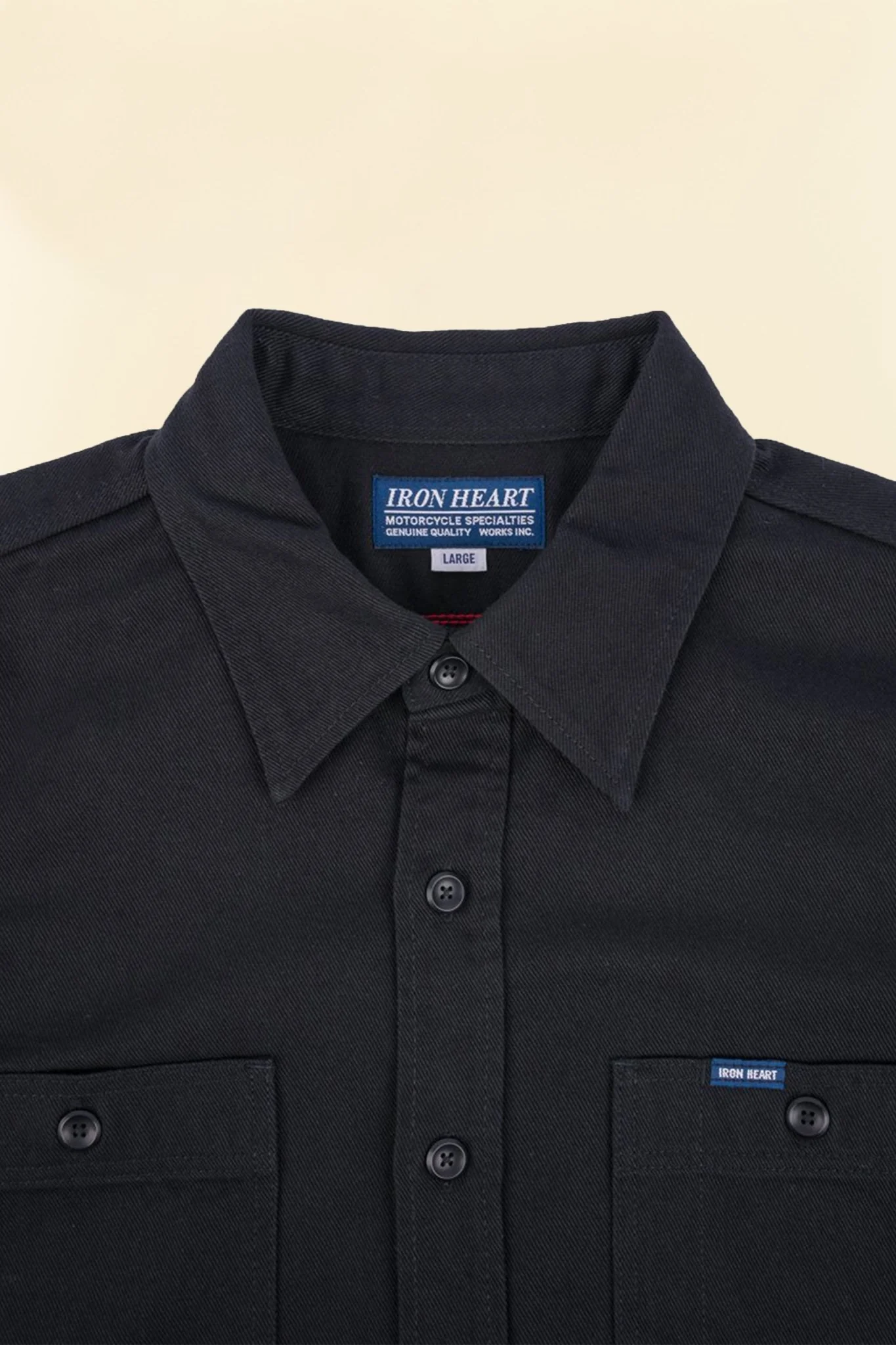 Iron Heart 9oz Cotton Linen Work Shirt - Black