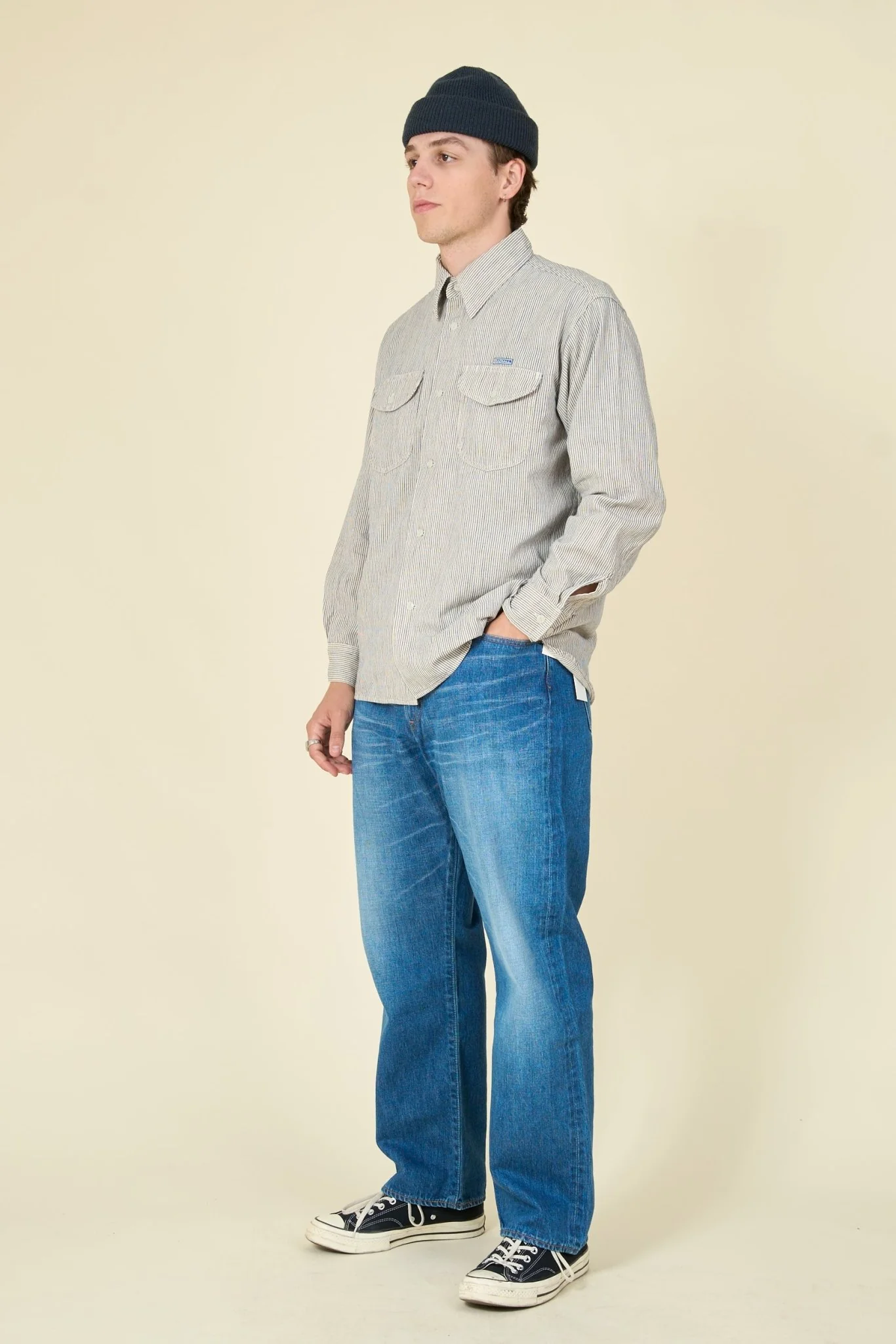 Radiall Wheels L/S Work Shirt - Hickory Stripe