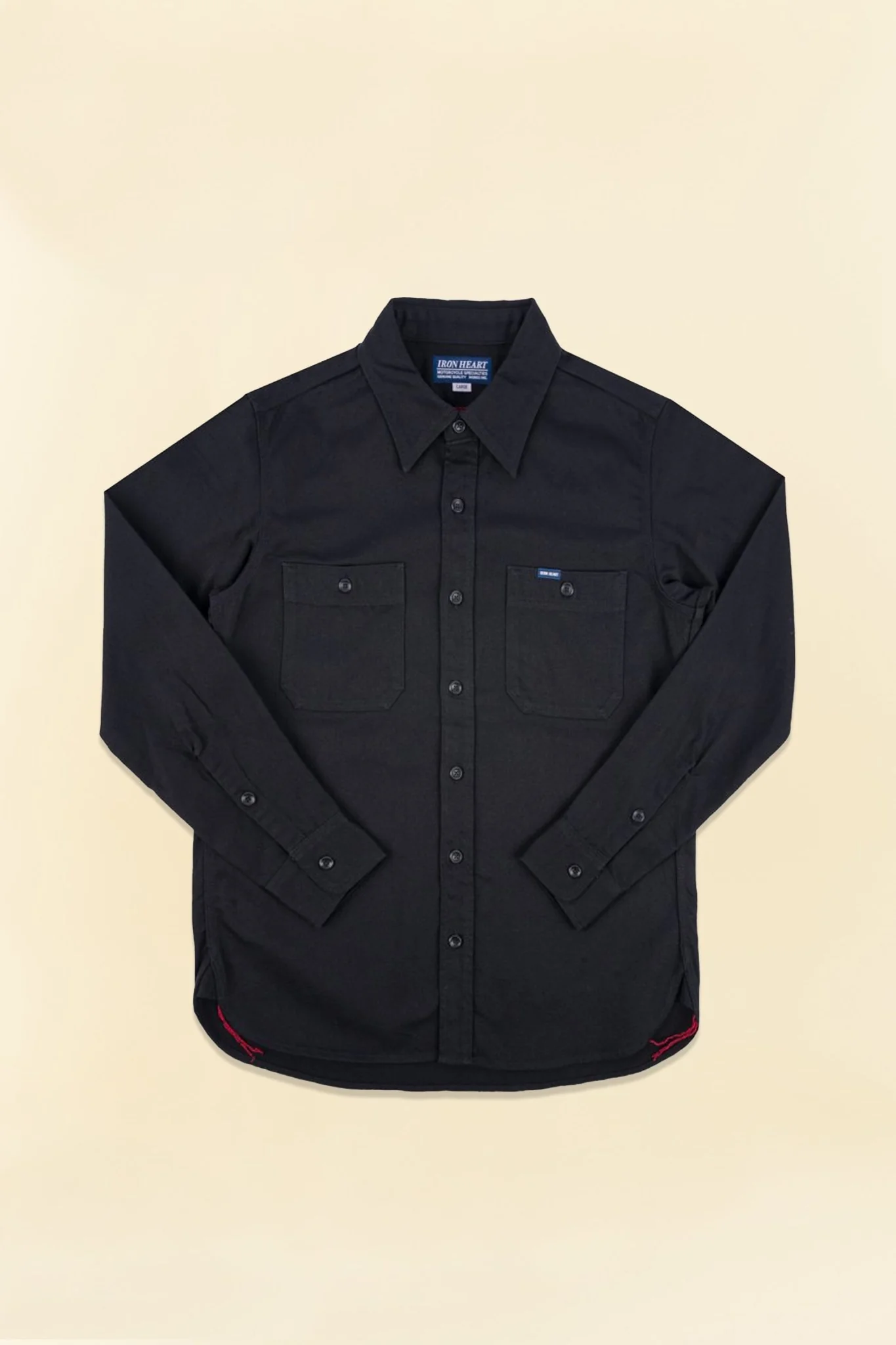 Iron Heart 9oz Cotton Linen Work Shirt - Black
