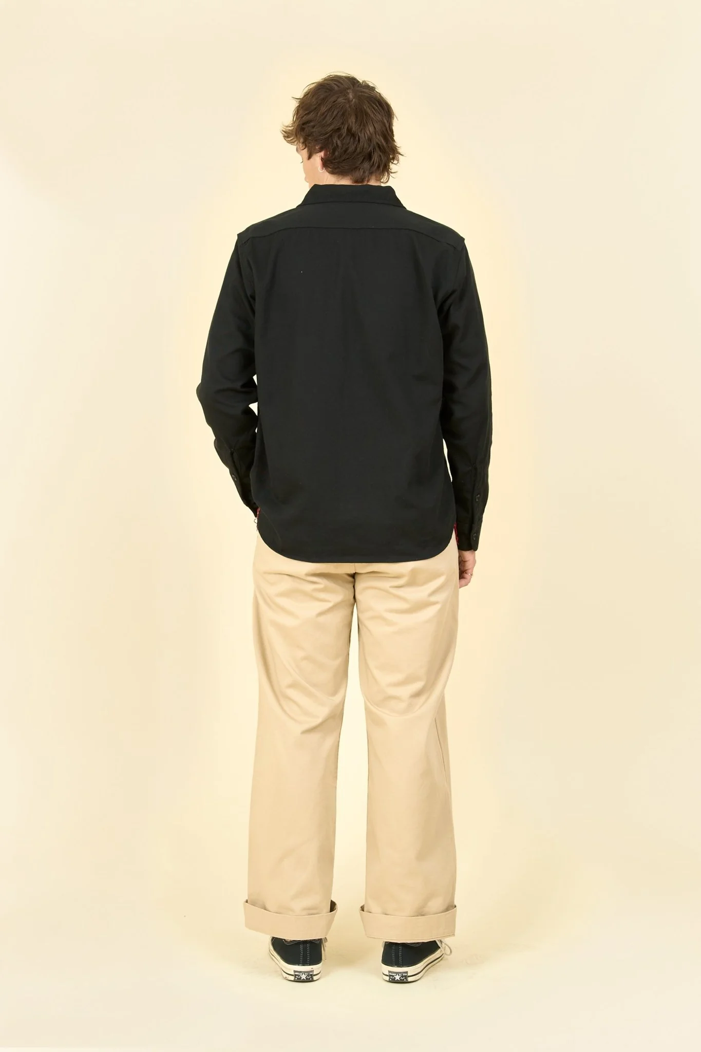 Iron Heart 9oz Cotton Linen Work Shirt - Black