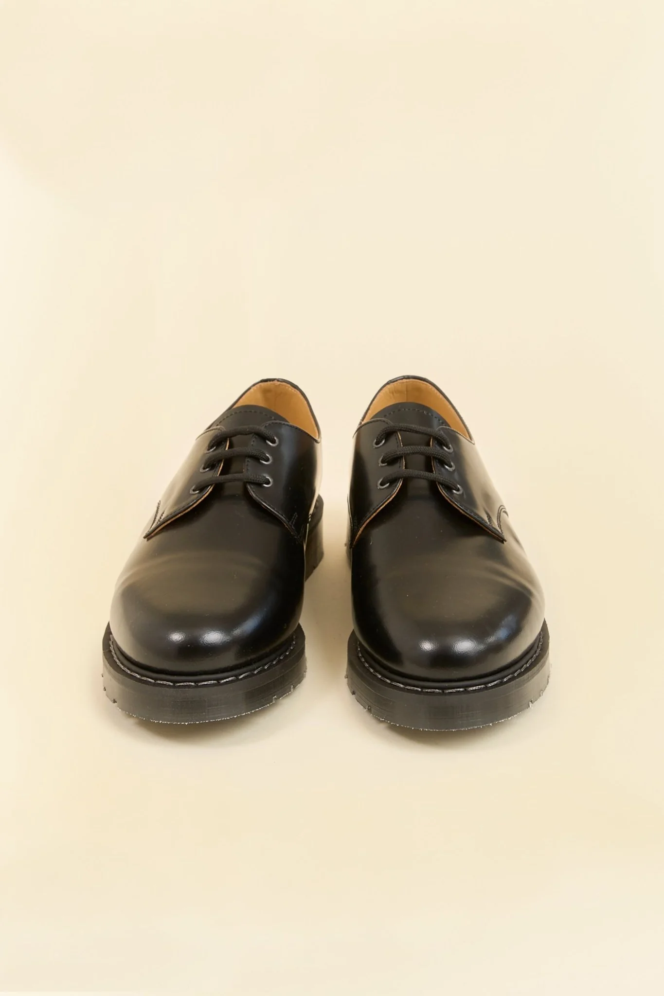 Solovair 3 Eye Gibson Shoe - Hi Shine Black