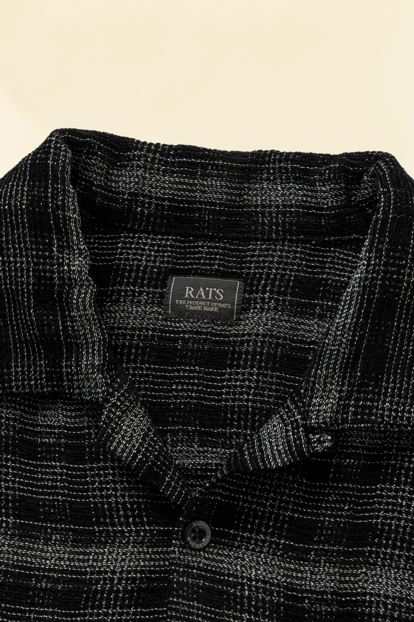 Rats Open Collar Ombre Shirt - Black / Gray Check
