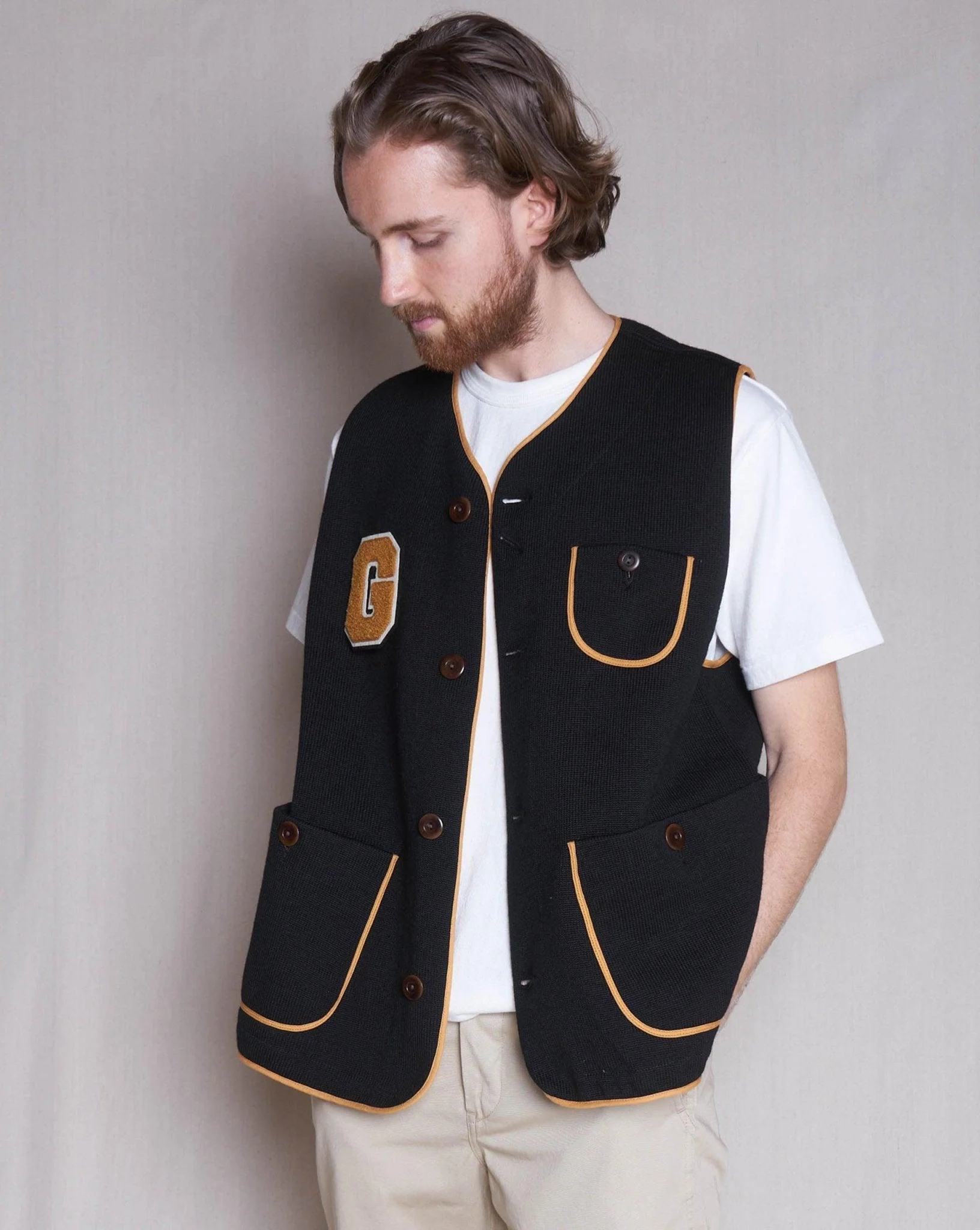 Godspeed x Dehen 1920 'Five Year' Knit Utility Vest - Black / Gold