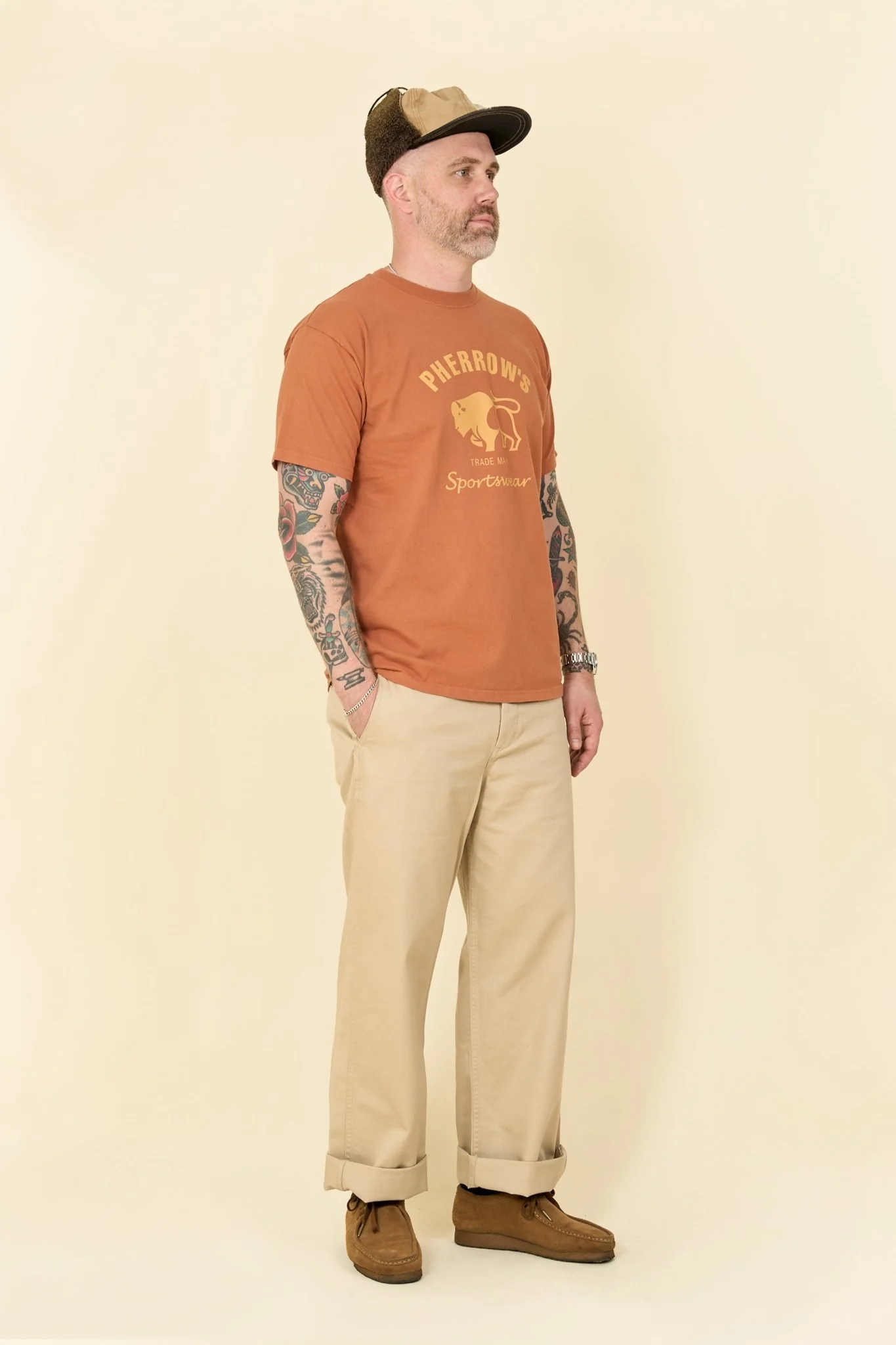 Pherrow's Classic Buffalo Print T-Shirt - Orange