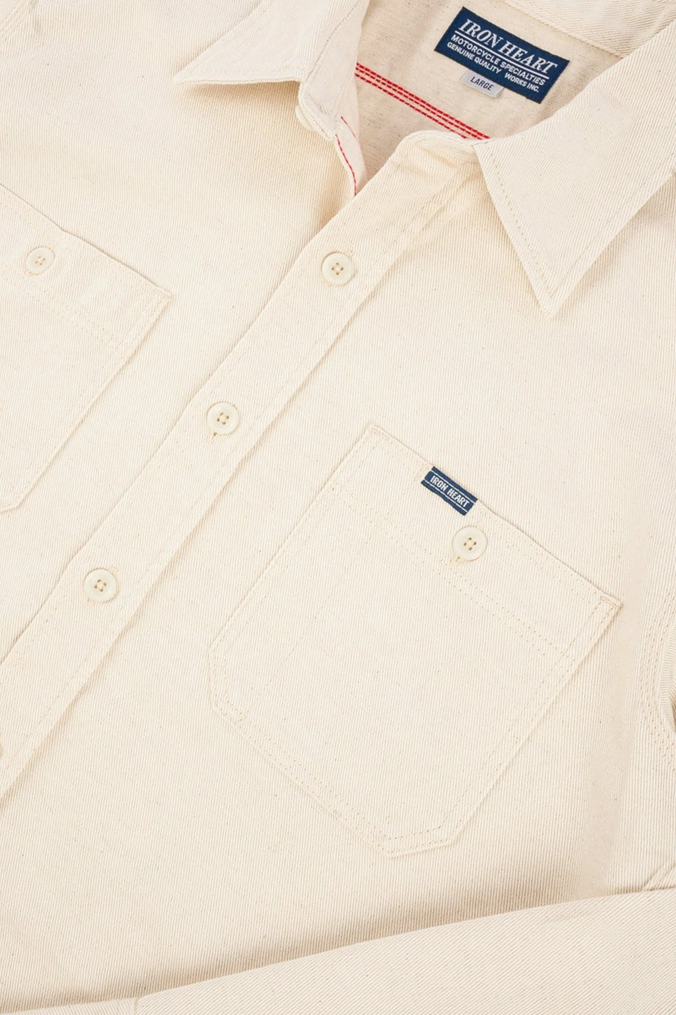 Iron Heart 9oz Cotton Linen Work Shirt - Off White