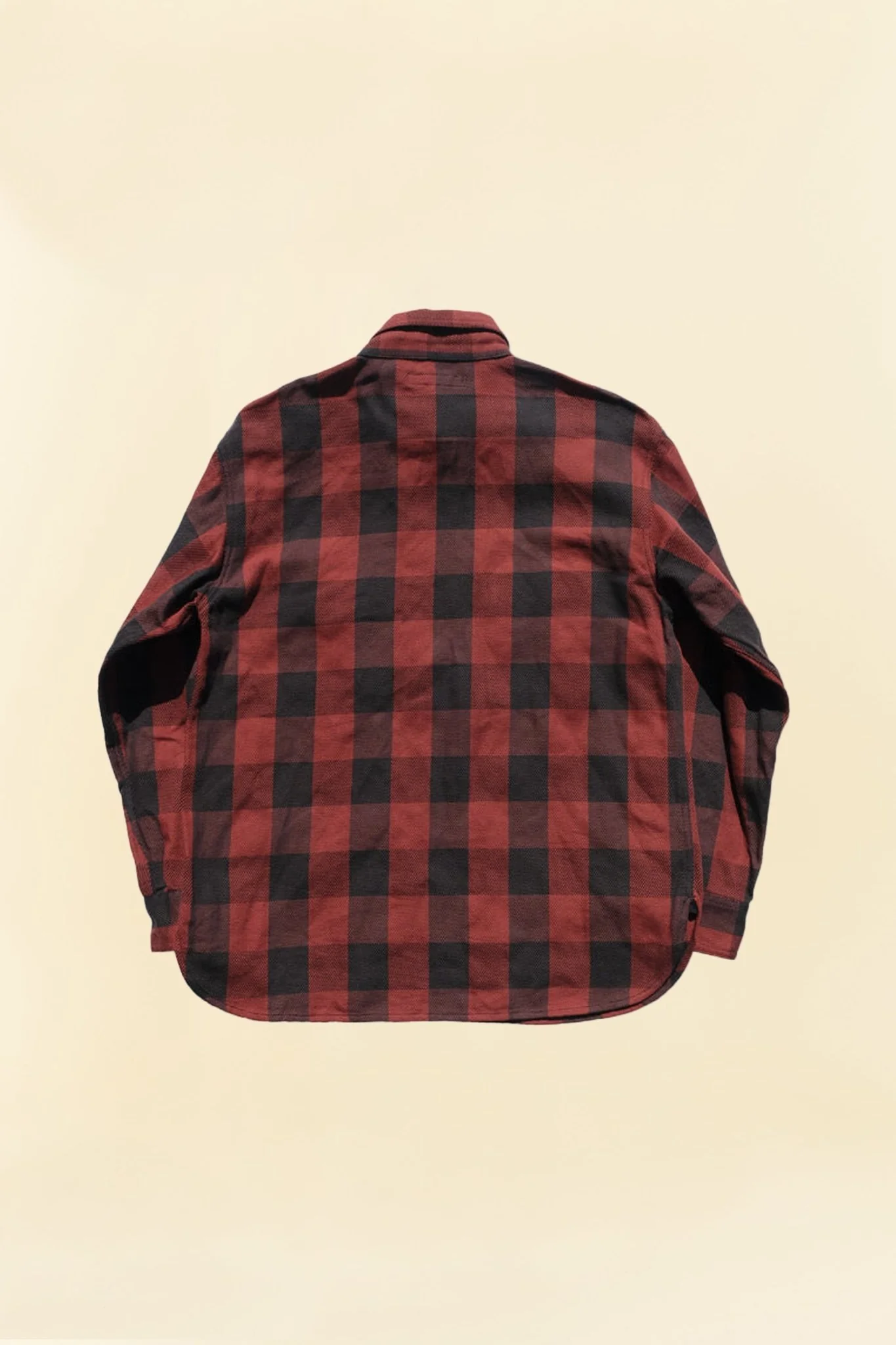 Fullcount Half Zip Pullover Classic Buffalo Check Flannel Shirt - Burgundy